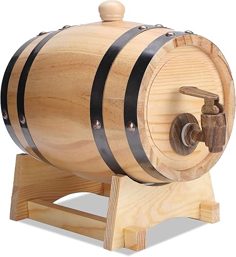Weilianda Barril de vino personalizado barril de whisky mini barril de envejecimiento de roble hecho a mano con soporte tapón y espita kit completo