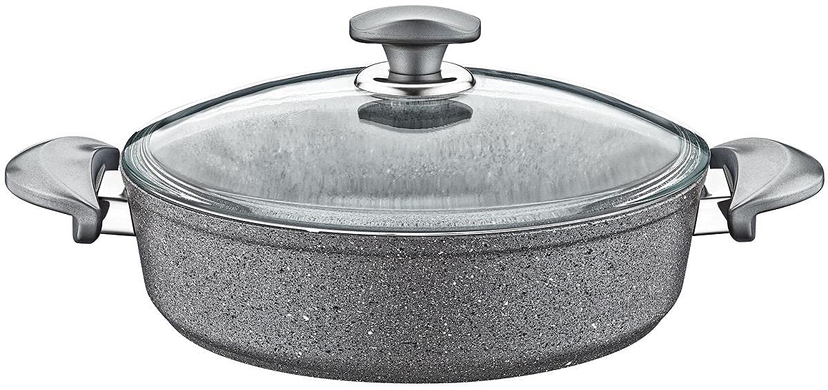 OMS Granit Pilav Tencere Cam Kapaklı 30x8,5 cm 3310