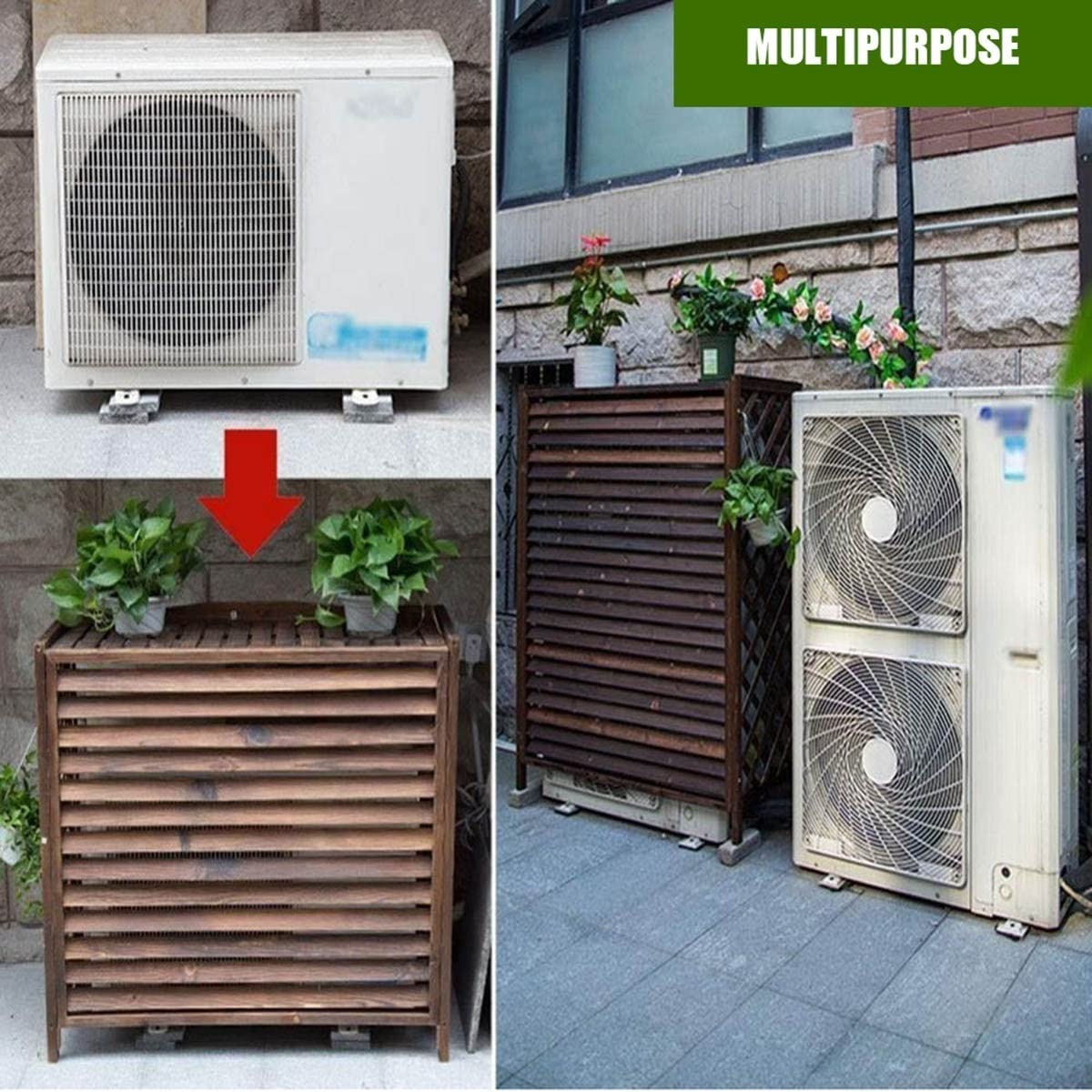 Support De Climatiseur En Bois, Bois Massif Cache Climatiseur Extérieur, Couvertures De Climatisation Extérieure, Couvercle De Protection Pour Climatiseur, Imperméable, Anti-UV (Size : 86x35x80cm)