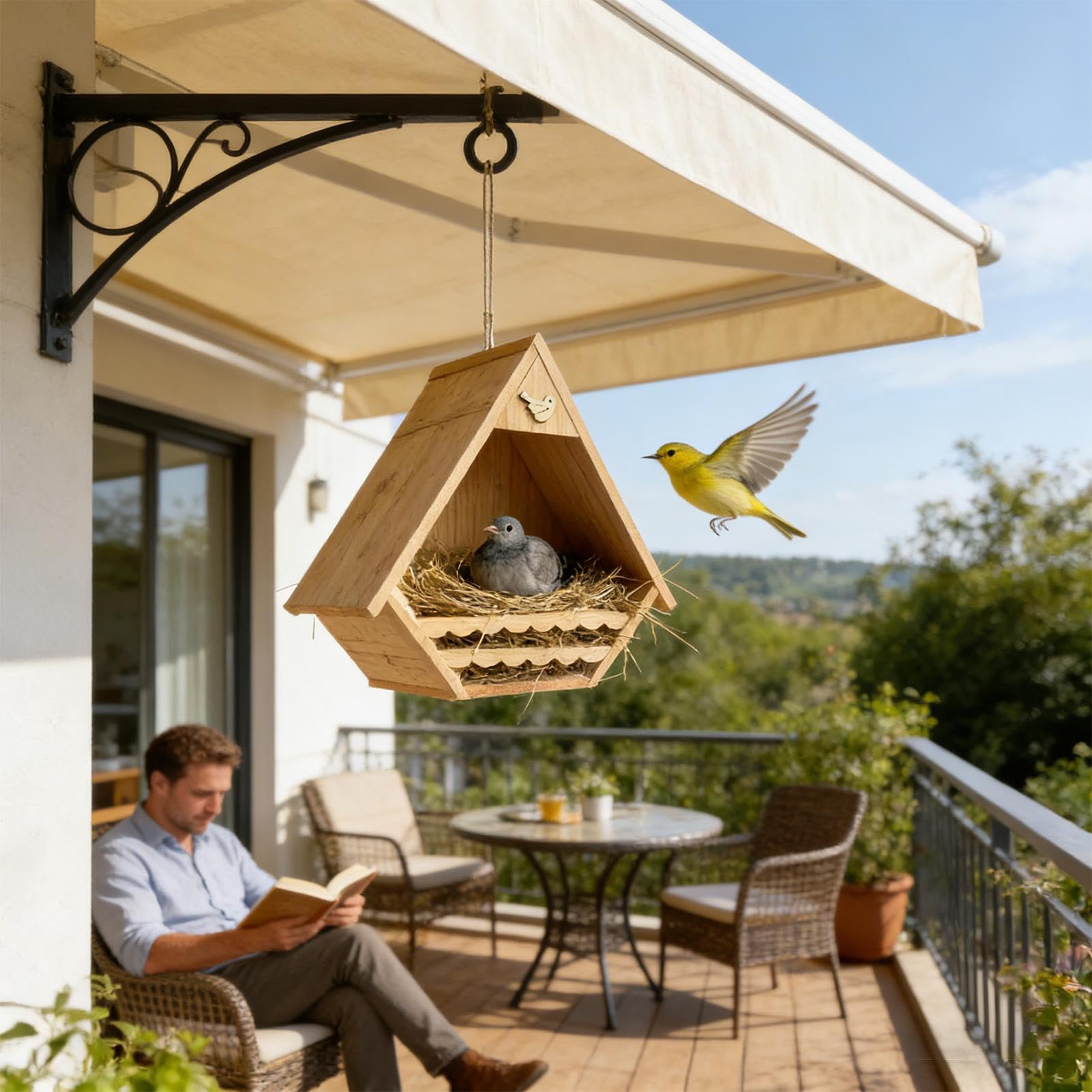 Casa para Pájaros Hábitat de Anidación de Jilgueros de Madera