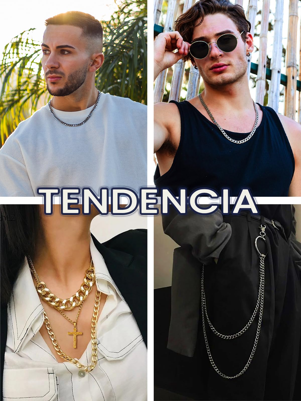 Suplight Collar de Cadena Cubana Hombre 4MM/6MM/9MM | Acero Inoxidable 316L Longitud 46cm-76cm Cadena Cubana Hombre e Mujer Plateado/Dorado/Negro