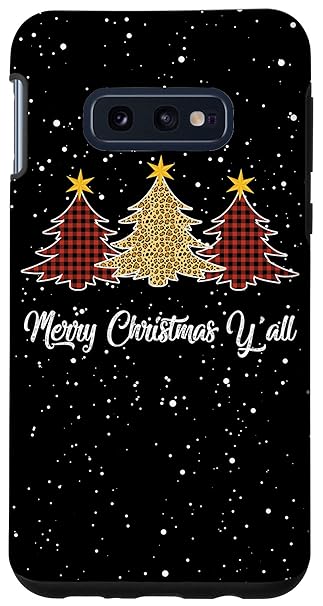 Galaxy S10e Ki Merry Christmas Y'all Leopard Plaid Xmas Tree Gifts Case