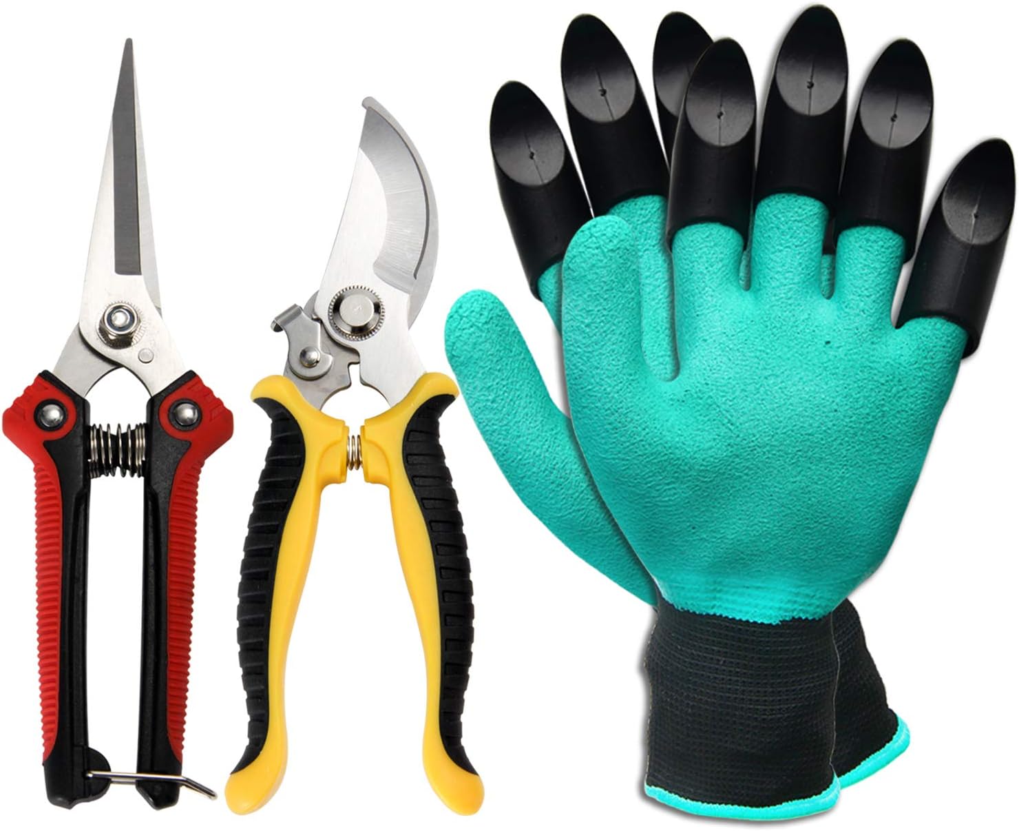 ZOUTOG Pruning Shears, Stainless Steel Garden Shears, 3 Pack Gardening Gifts Including Garden Clippers, Gardening Gloves - for Garden Trimming, Tree Trimming, Weeding and Transplanting