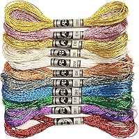 Redsea 11 Skeins Metallic Embroidery Floss - Shiny Cross Stitch Thread 8m 12 Strands for DIY Crafts