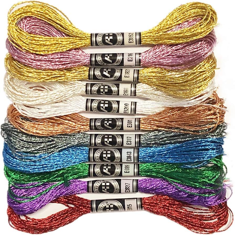 Redsea 11 Skeins Glitter Embroidery Floss Cross Stitch Thread Metallic Embroidery for DIY Embroidery Thread Crafts