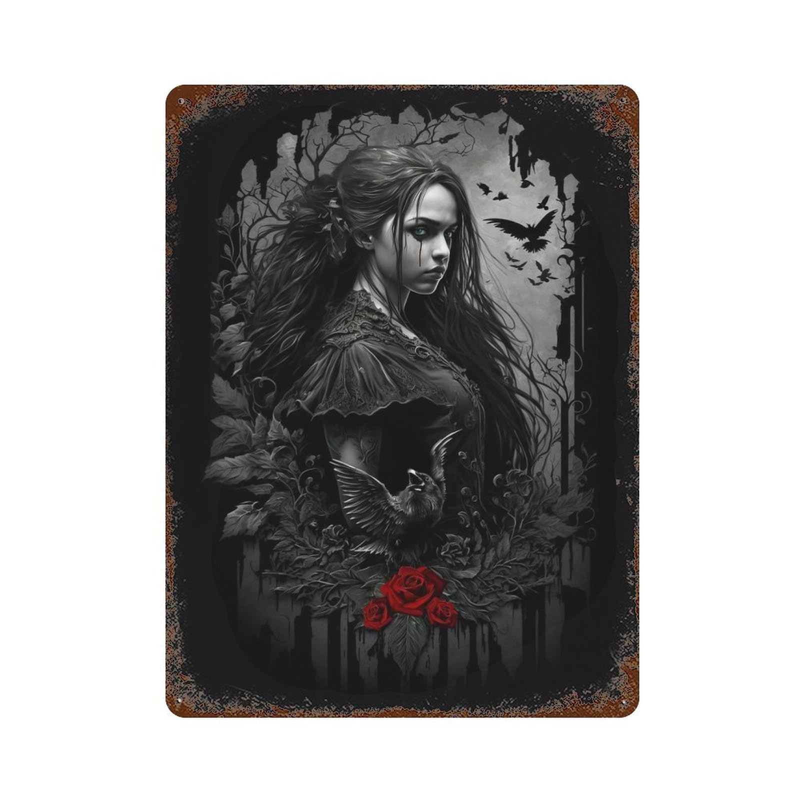 Retro Metal Sign with GOTHIC Design 15.7"x11.8", for Office, Studio And Wall Decor, Retro Wall Decor