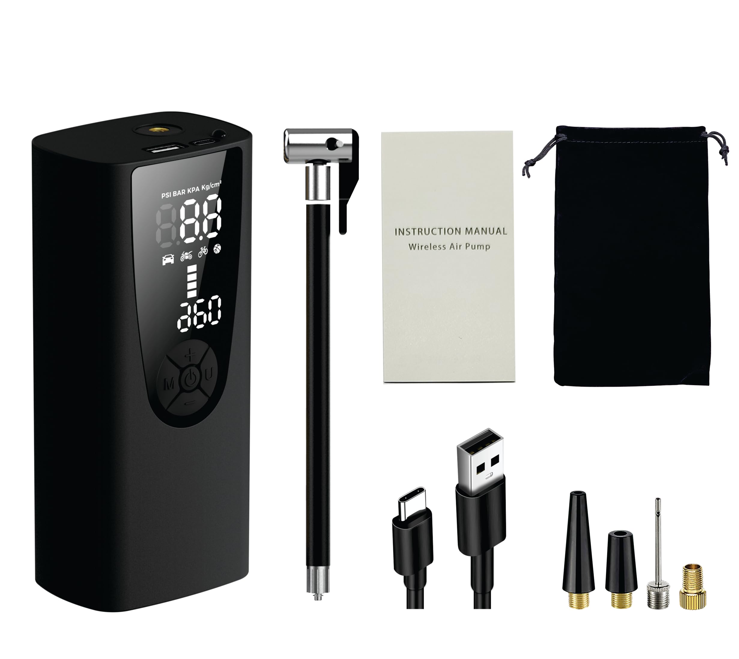 Tire Inflator Portable air Compressor 150psi -Upgrade 20000 mAh - Tire Pump with Pressure Gauge - Emergency Light, Bike,Ball - Portable air Pump for car Tires - air Pump for Bike Tires -