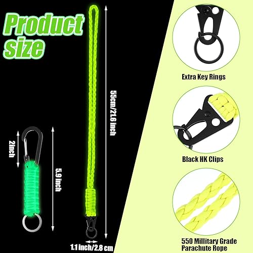 Miniatura 8 de Frienda 2 Set Heavy Duty Paracord Neck Lanyard Keychain Wrist Braided Strap 550 Keychain Lanyard for Outdoor Activities