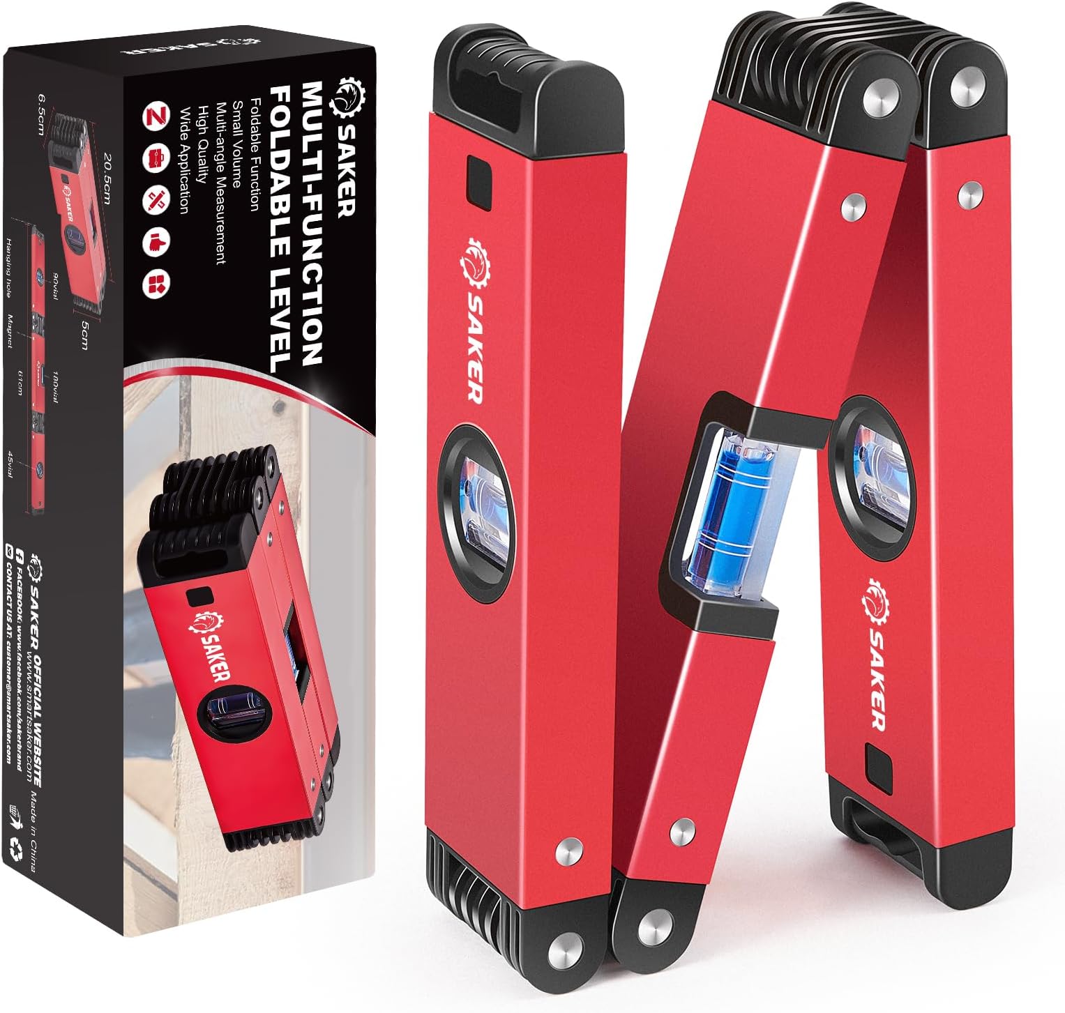 Saker Multi-function Foldable Level, 24-Inch Leveler Tool,Gifts for Men,Multi-Angle Measurement Woodworking Tools,Folding Level Tool for Precise Leveling