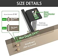 Vista 8 de Soportes de cabecero para marco de cama de metal, soportes ajustables para cabecero con kit de extensión de estribo para cama individual