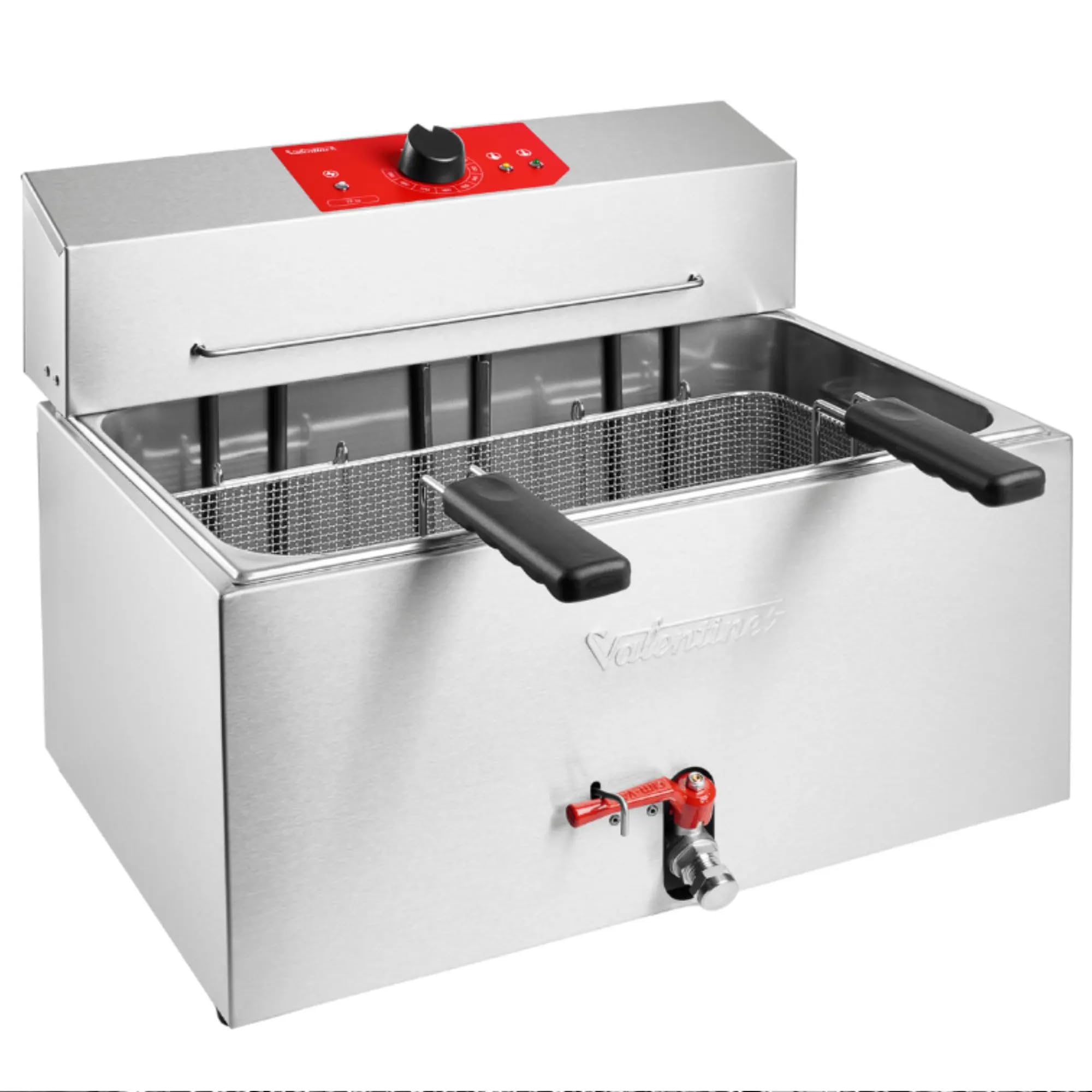 MBH - Friggitrice elettrica industriale Valentine da 13 litri con 1 cestello per la ristorazione. Friggitrice professionale in acciaio inox per bar, ristorante e cucina industriale