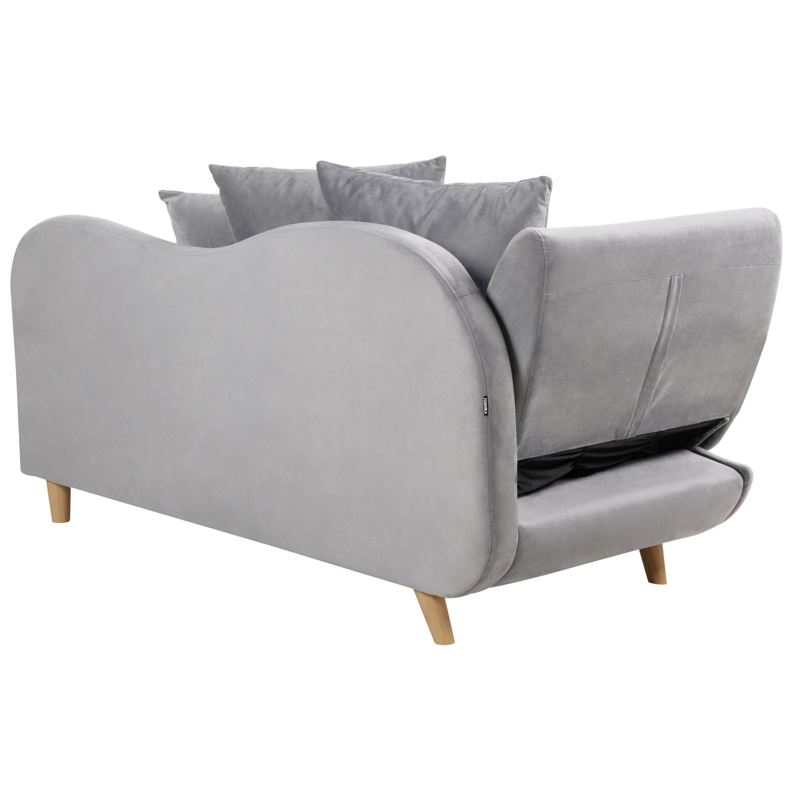 Chaiselongue Samtstoff grau linksseitig mit Stauraum Kissen modern Meri II