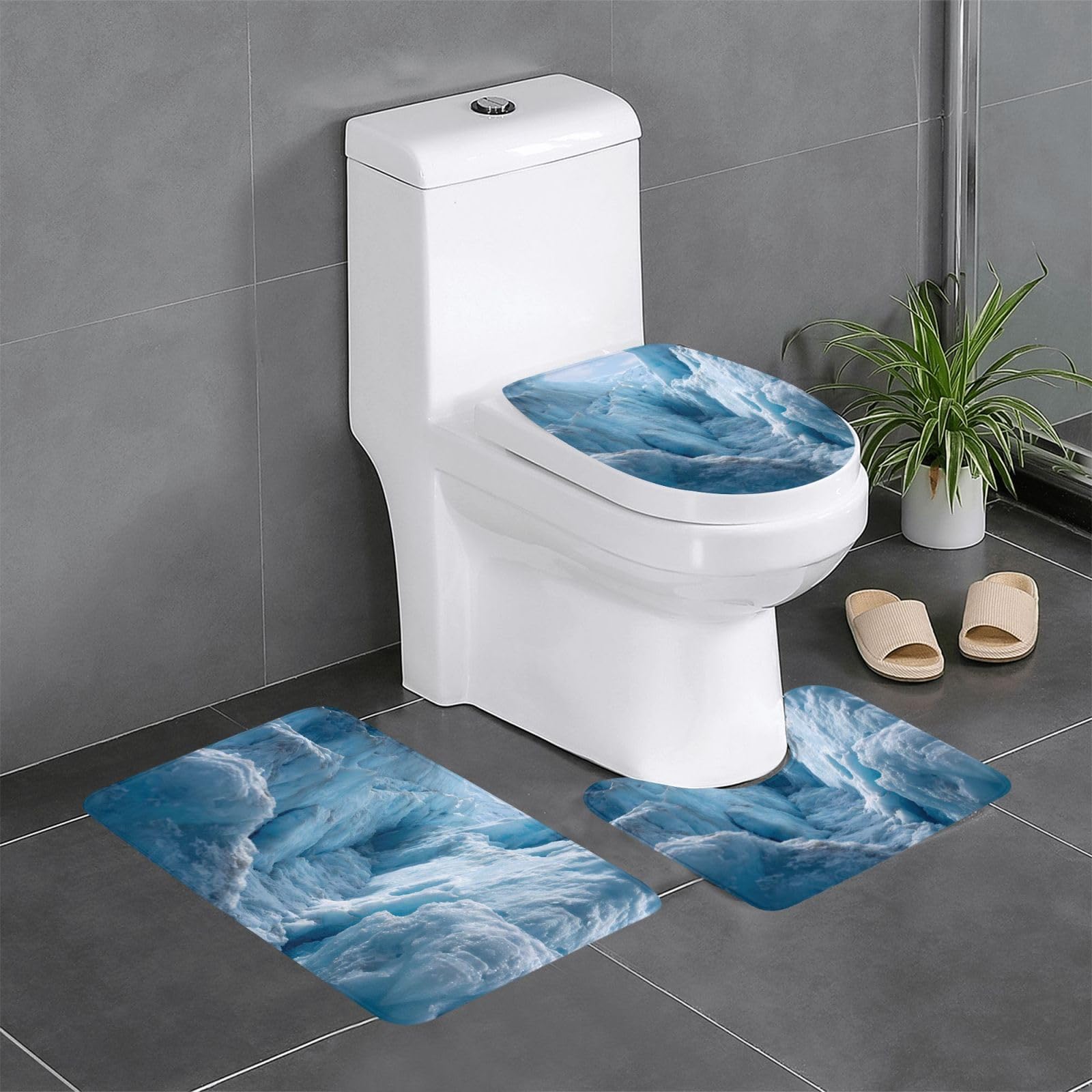 Tapis de salle de bain motif glacier pour décorer les toilettes