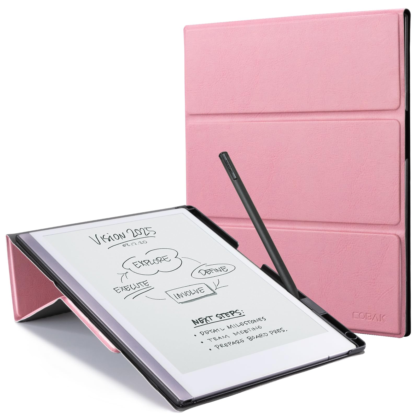 CoBak Case for Remarkable 2 -with Pen Holder and Multi-Angle Foldable Stand Feature -A Remarkable 2 Case with Pen Holder for The Remarkable 2 Paper Tablet***Misty-Pink