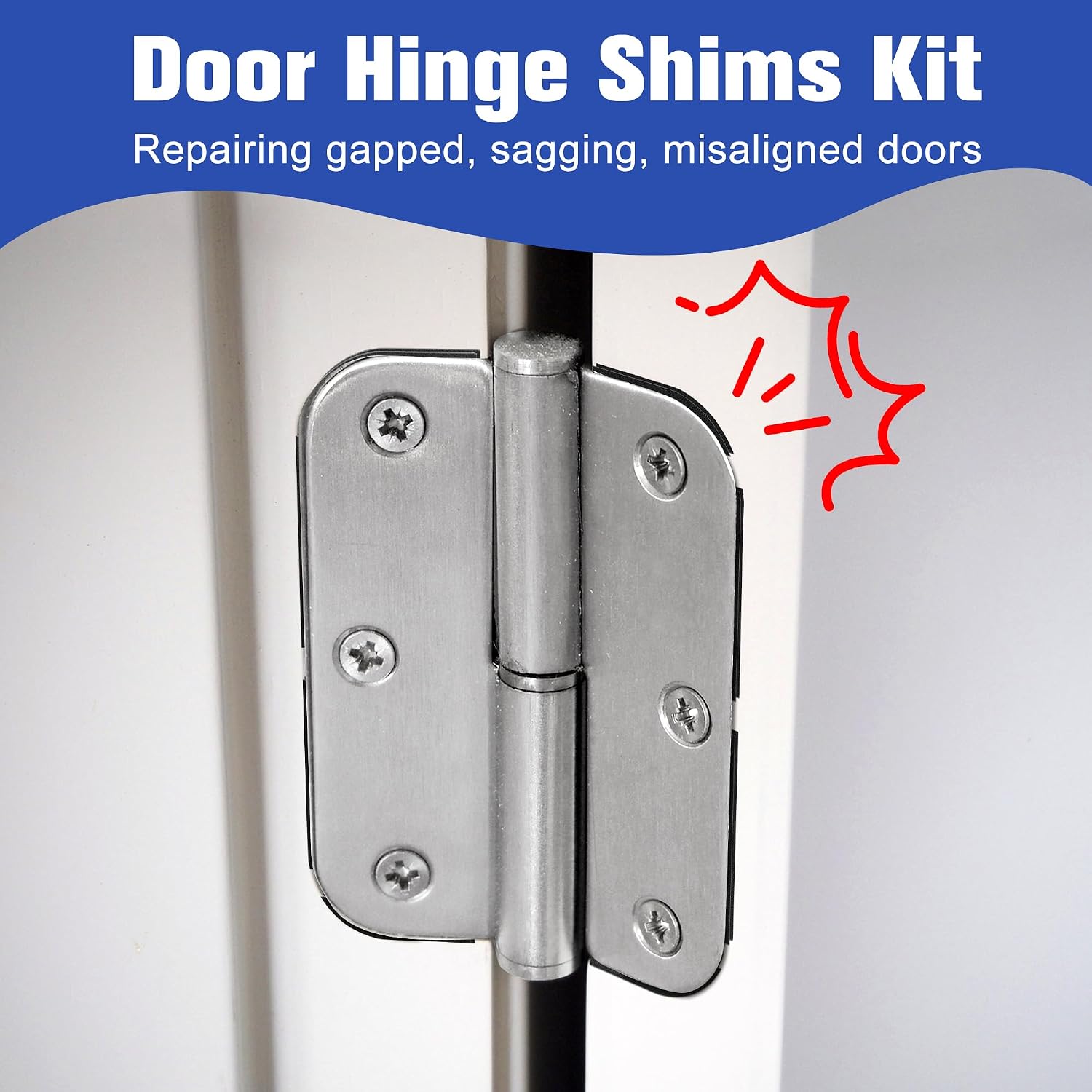 10 Pack Door Hinge Shims, 4 Inch Lenth 0.040 Inch Thickness Hardware for Door Hinge Repair Kit (3hole)