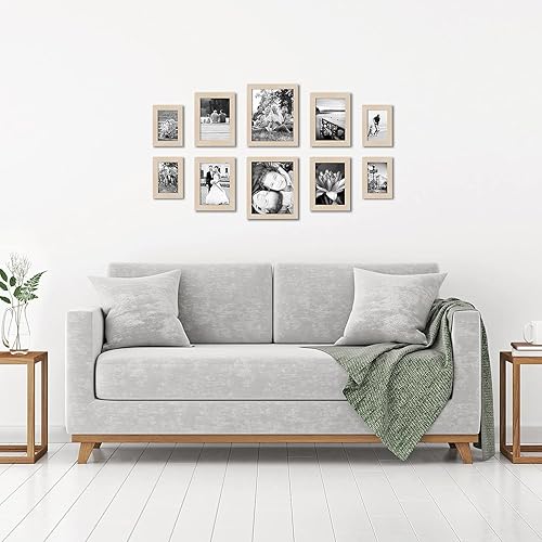 Miniatura 9 de Americanflat juego de 10portarretratos de madera clara, incluye portarretratos de 8 x 10pulgadas, 5 x 7pulgadas y 4 x 6pulgadas Cristal resistente a