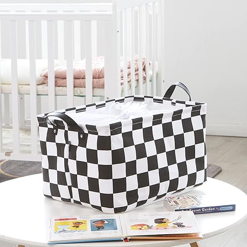 Miniatura 2 de Hinwo Cesta de almacenamiento grande de tela de lona con asas, contenedor rectangular de 33L8.6 galones, caja de almacenamiento plegable, ropa,