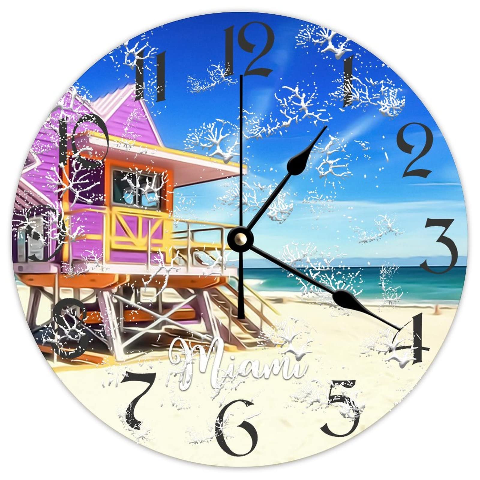 Horloge ronde en bois de qualité supérieure style vintage Miami 38 cm