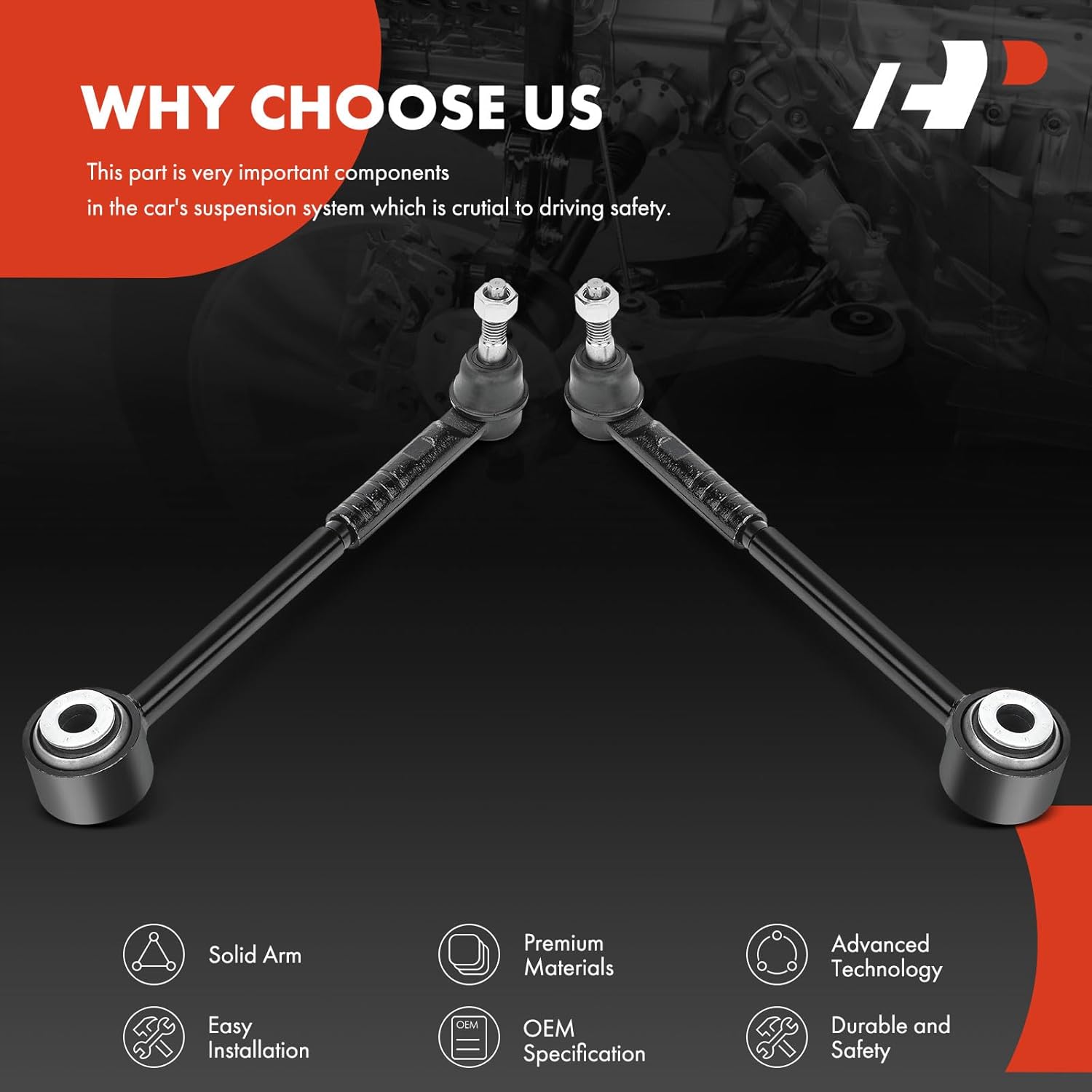 A-Premium 2 x Rear Rearward Upper Control Arm, with Ball Joint & Bushing, Compatible with Ford Expedition 2007-2008 & Lincoln Navigator 2007-2008