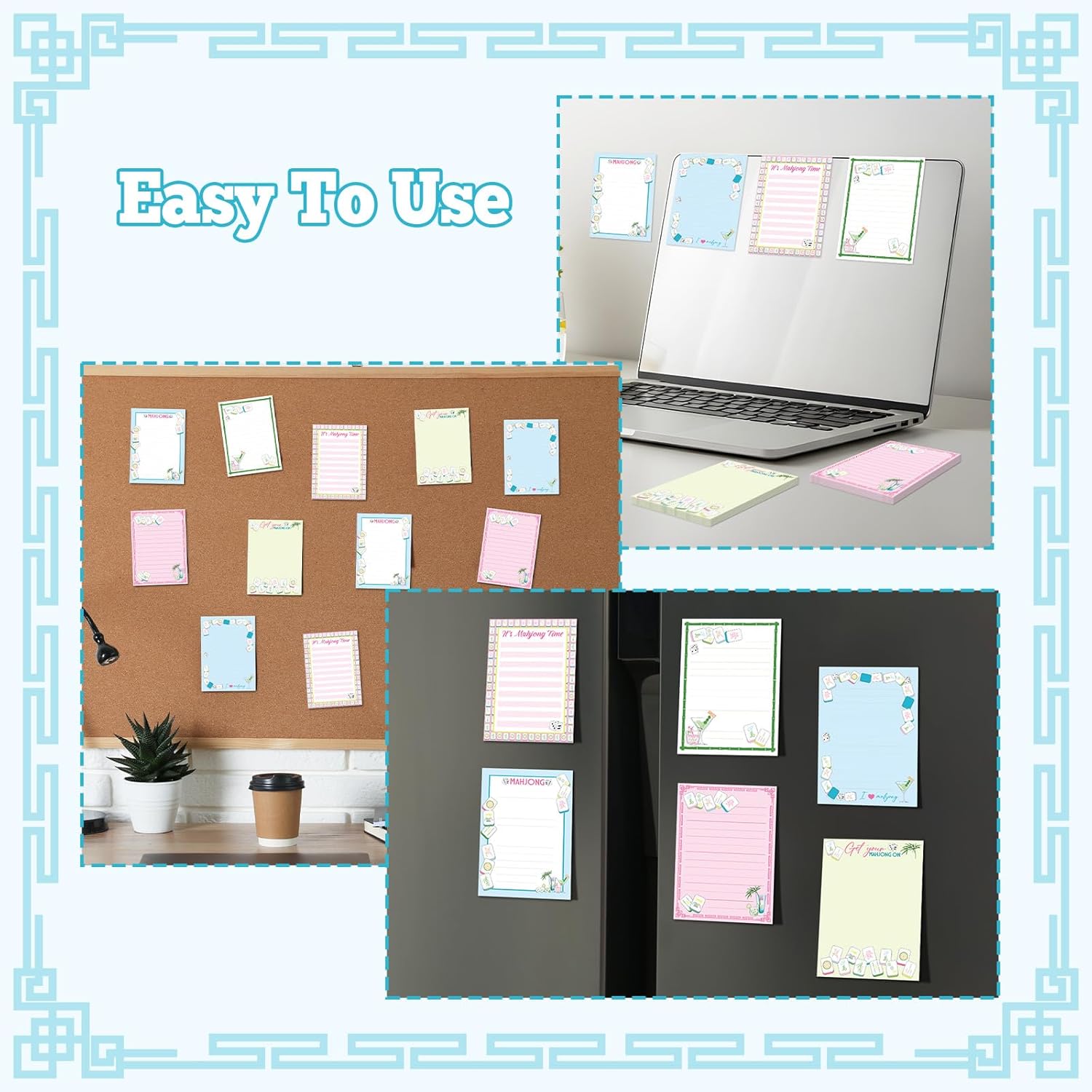 Mahjong Sticky Notes Pads Mahjong Style Notepads Mah Jongg Lovers Gifts Accessories Mah Jong Birthday Party Decorations Supplies for Home School Office, 5x4 Inch 12 Pcs - Image 5
