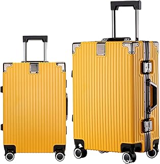[Sakunaca] スーツケース フレームタイプ おしゃれ イエロー キャリーケース ダブルキャスター 多段階キャリーバー 静音 傷が目立ちにくい 耐衝撃 防水 キャリーバッグ 旅行 出張 ビジネス 機内持込 大容量 収納便利 63L