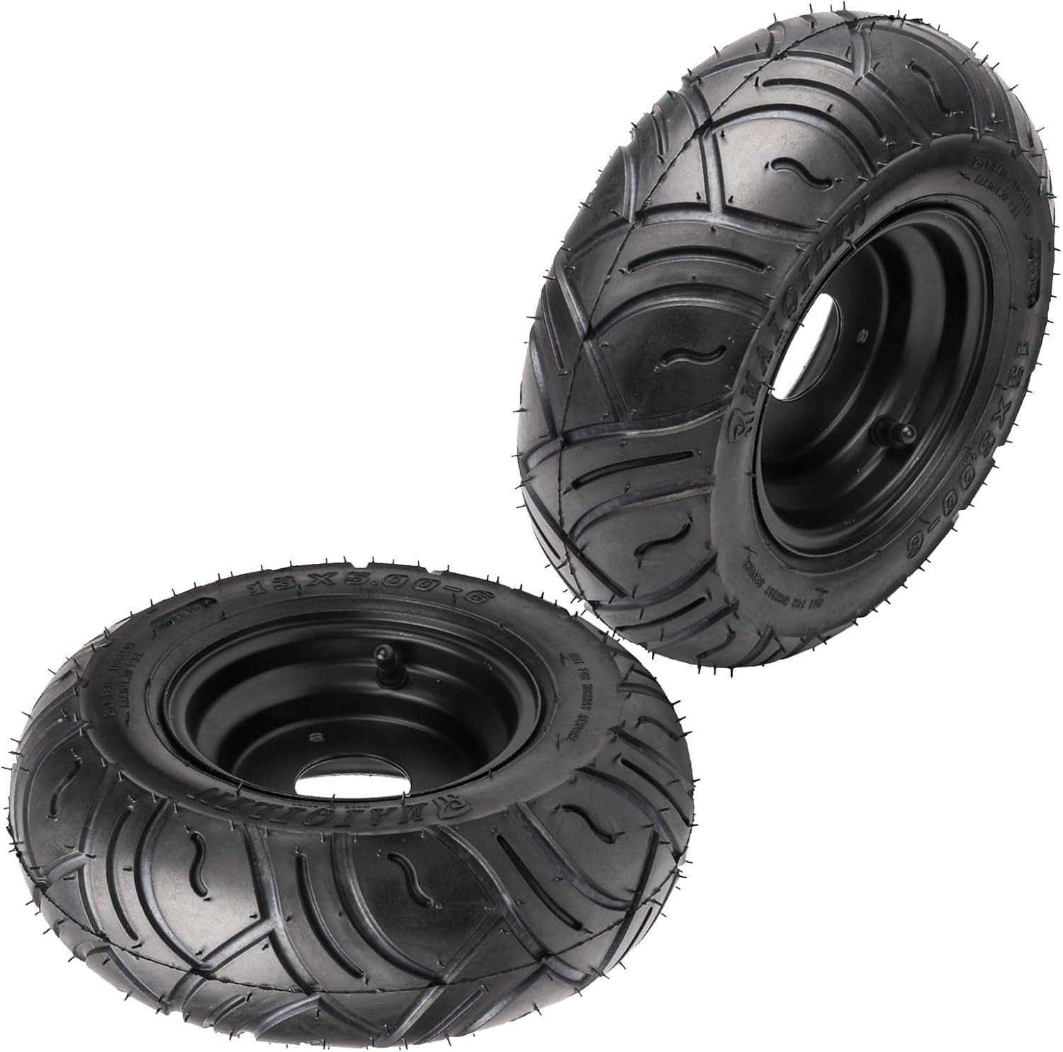 13x5-6 13x5.00-6 Tire Tubeless Go Kart Wheel Rim 3 Stud for ATV UTV Drift Trike Golf Cart Quad Buggy Dune Moped Four Wheeler Tricycle Lawn Mower Scooter Mini Bike (2 Pack)