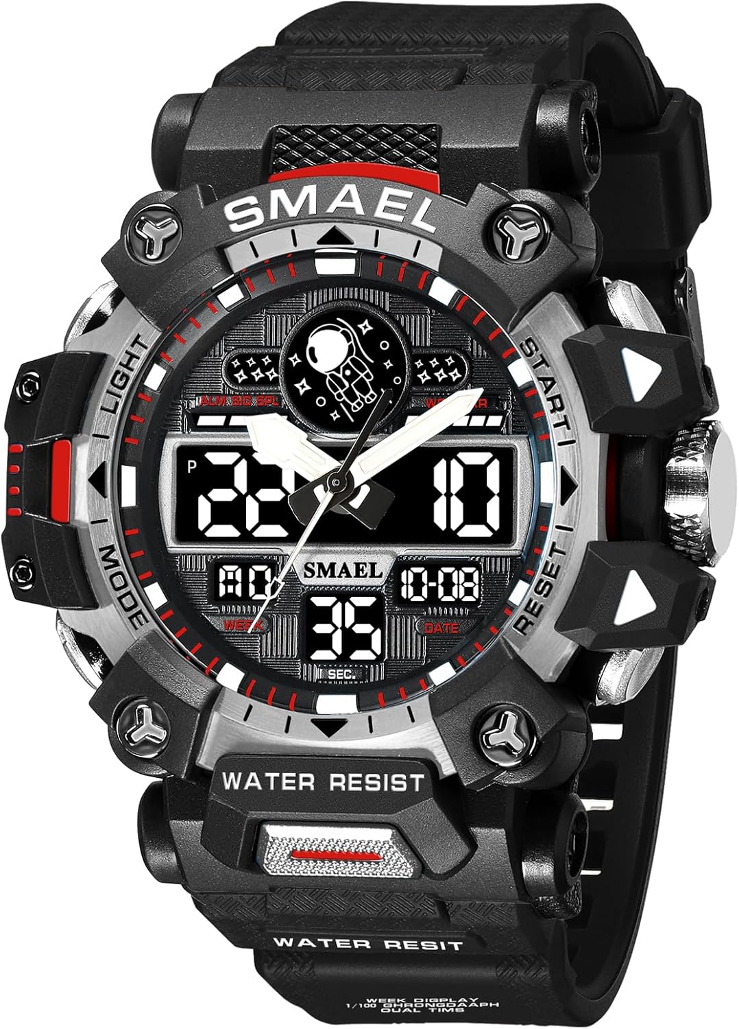 AIMES Mens Watches Sports Outdoor Waterproof Military Watch for Men Tactical Watch Analog Digital Date Alarm Stopwatch Multi-Function Tactics Big Face Wristwatch for Men