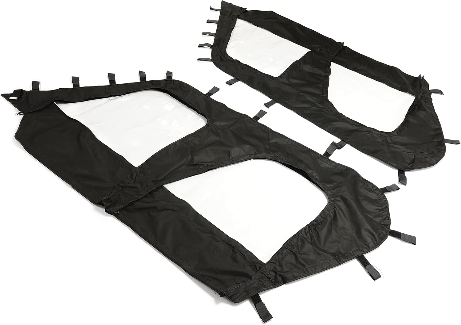 ALMULOO UTV Clear Soft Upper Door Compatible with 2012-2022 Kawasaki Teryx4 4 Seat Models Soft Cab Enclosure Upper Doors Side Windows Black
