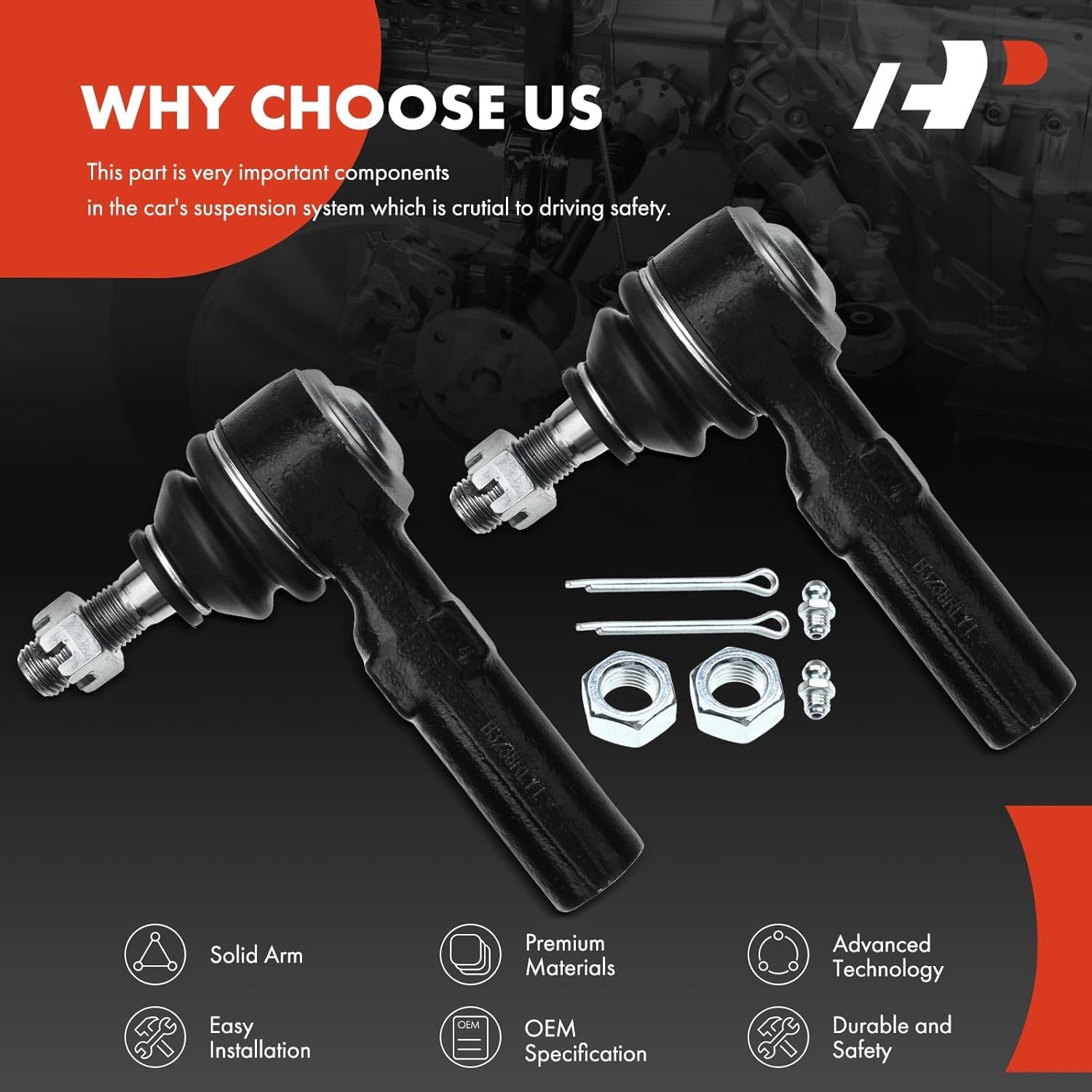 A-Premium 2 x Front Outer Tie Rod Ends, Compatible with Chevy Camaro, Lumina APV, Cadillac Eldorado, DeVille, Seville, Buick Century, Riviera, Saturn SC, SL, Pontiac Grand Prix, Oldsmobile Toronado