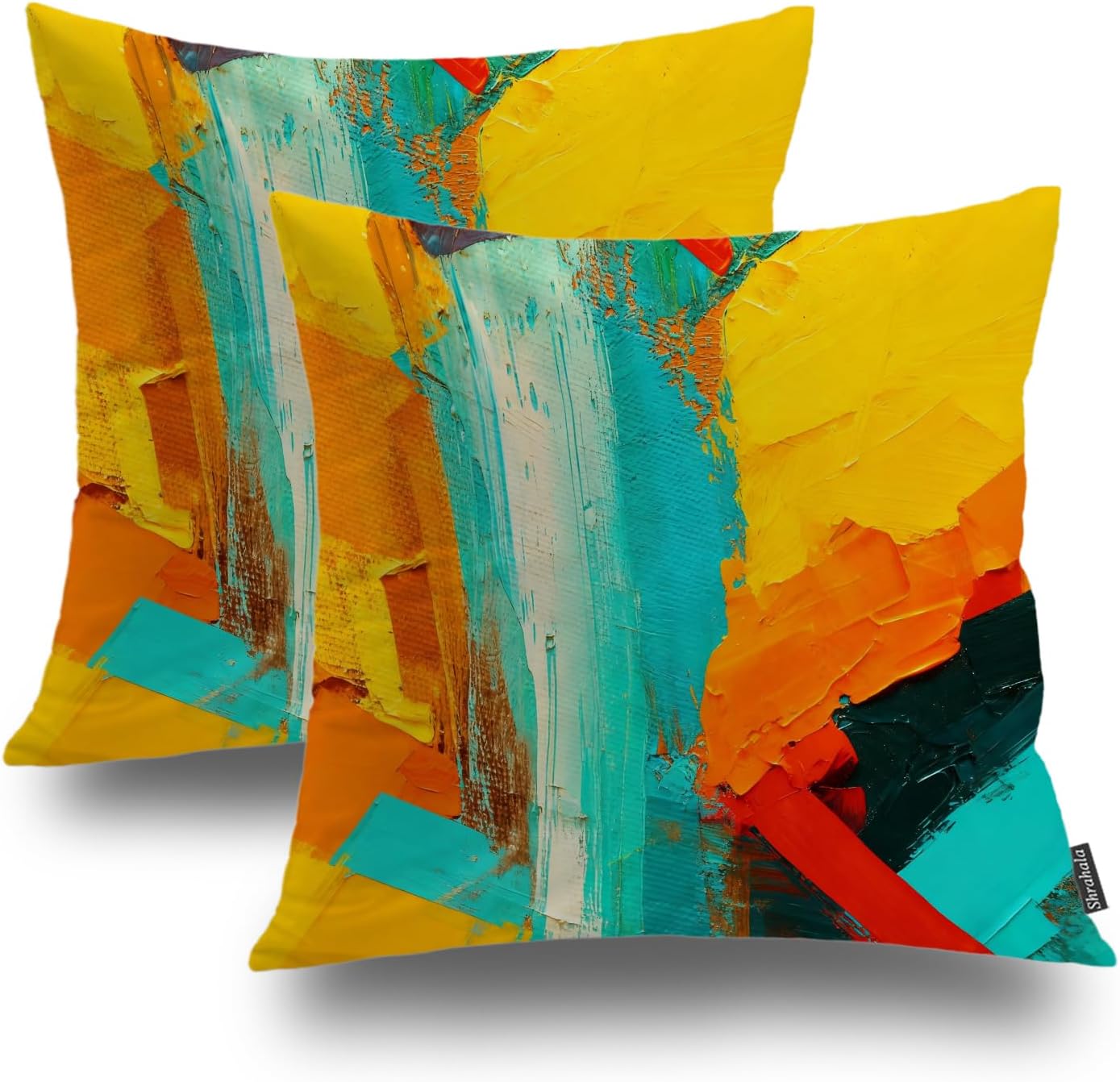 Shrahala Floral Geometric Pattern Pillowcases, Colorful Tile Like Design Lumbar Pillow Cover Decorative Blended Double-Sided No Inserts for Bedroom Sofa Living Room Set of 2 (26 X 20 in)