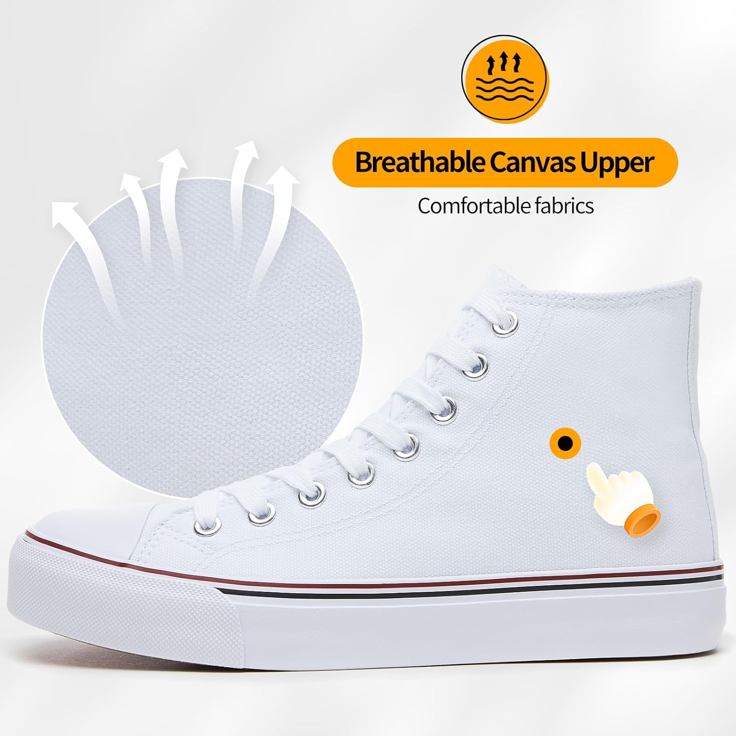 ZGR Womens High Top Canvas Sneakers,Lace-up Canvas Shoes,Casual Tennis Walking Shoes - Image 4