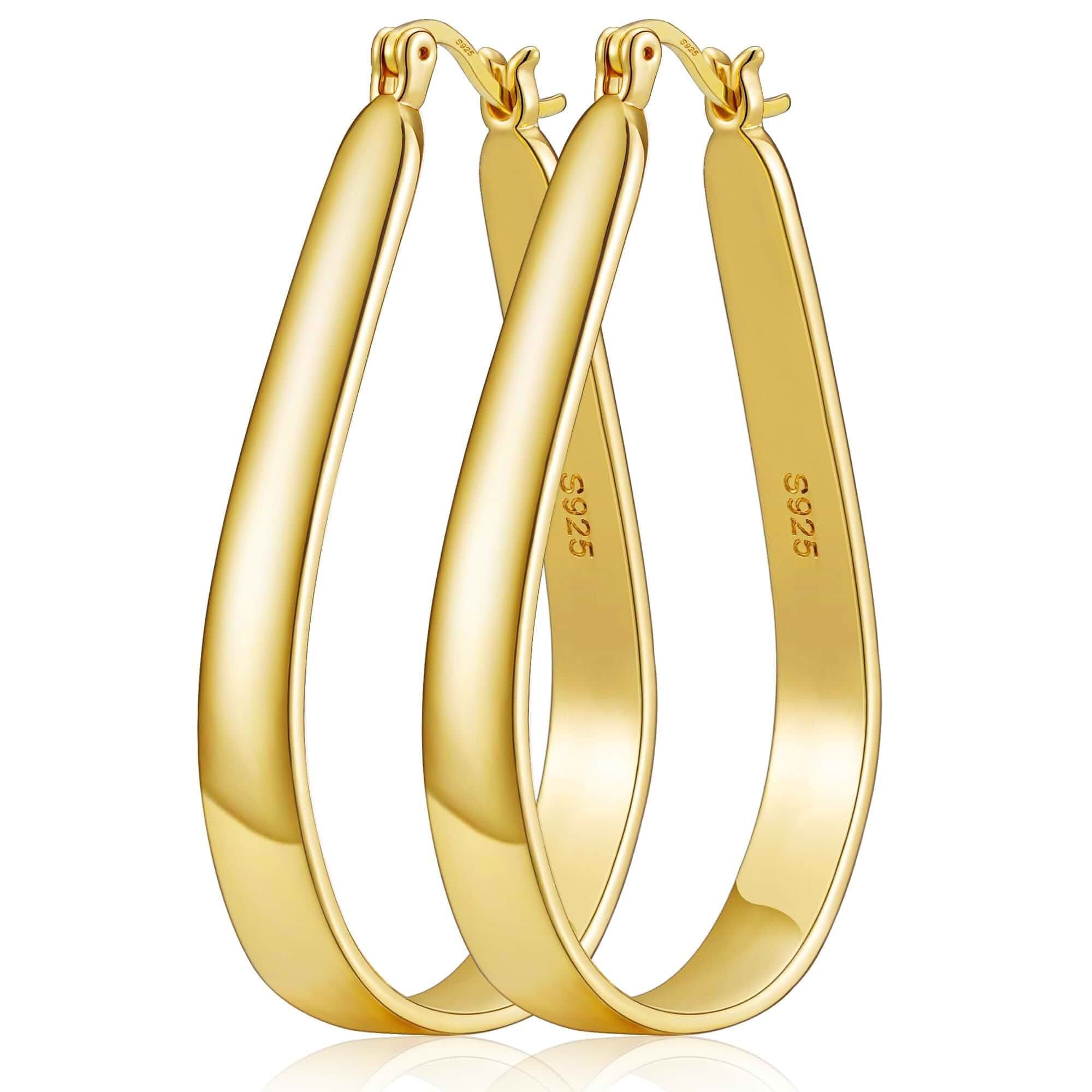 Sterling Silver Hoop Earrings for Women Large Oval Hoop Earrings Lightweight Big Gold Hoops Earrings Hypoallergenic 14K Gold Plated Hoops Earrings Non Tarnish Jewelry Gifts 20/30/40mm