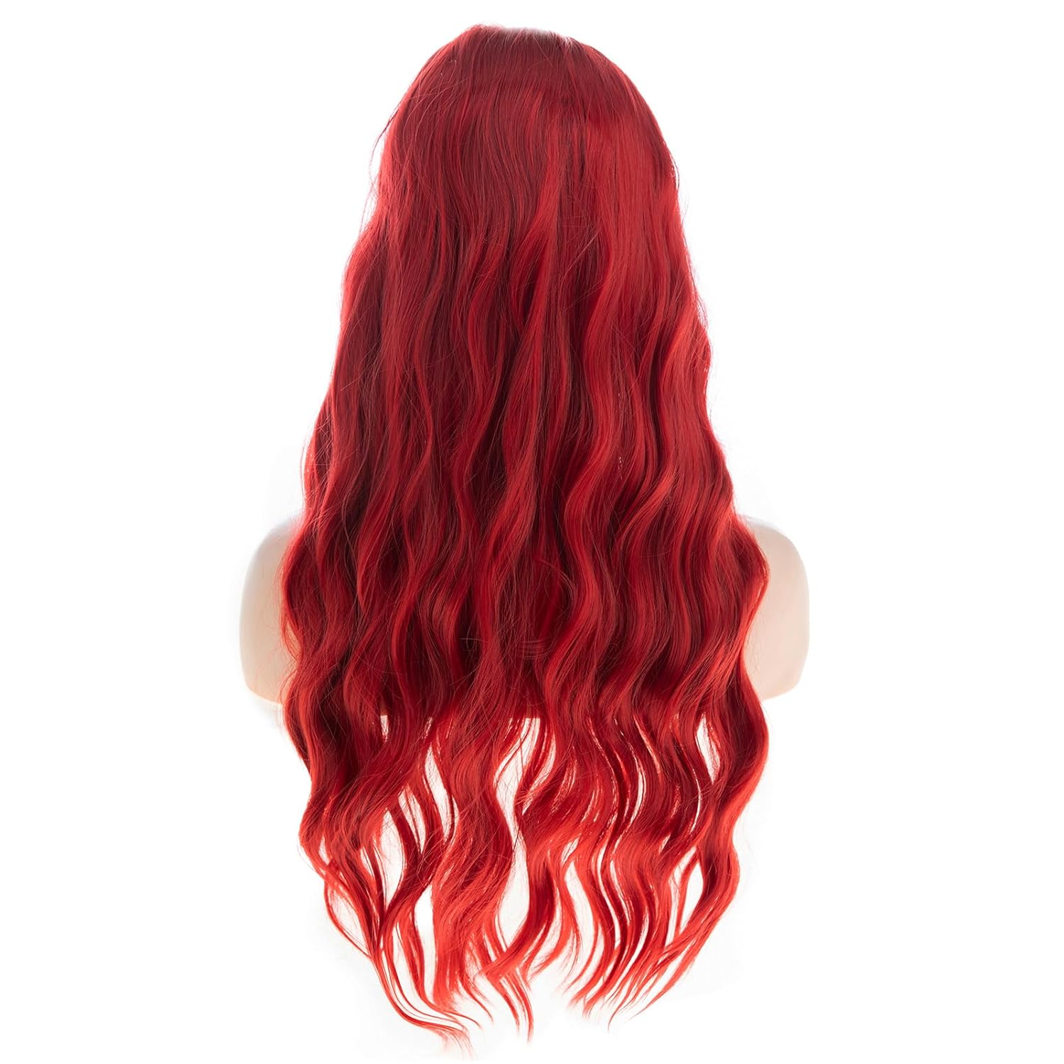 Long Wavy Red Wigs for Women Synthetic Halloween Cosplay Hair Wig with Bangs