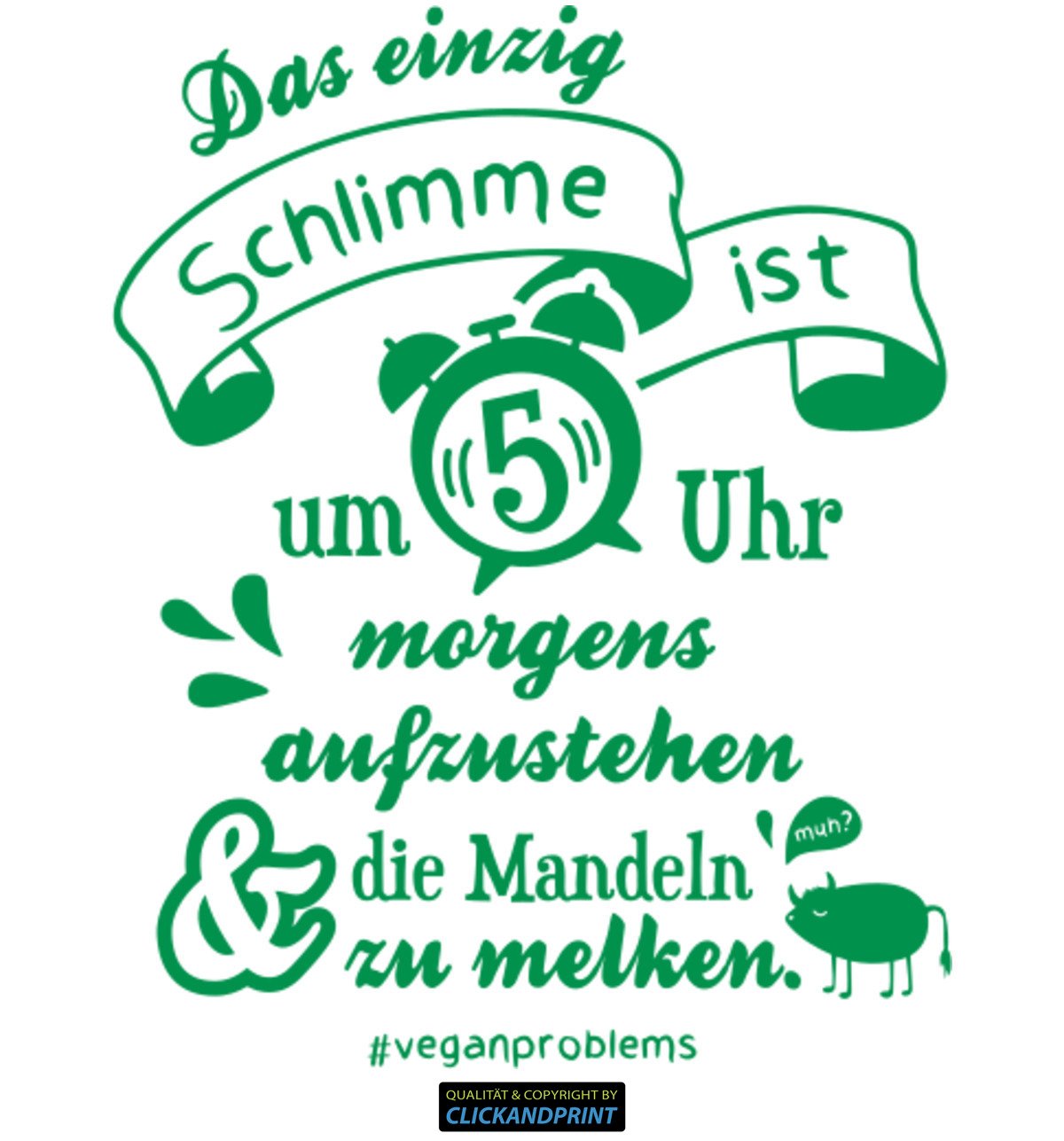 Aufkleber » Vegane Probleme - Mandeln melken, 260x36,5cm, Hellgrün • Wandtattoo / Wandaufkleber / Wandsticker / Wanddeko / Vinyl