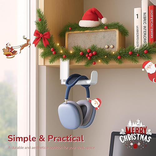 Miniatura 3 de EURPMASK - Soporte giratorio para auriculares para juegos de PC, soporte ajustable para auriculares, gancho para colgar auriculares debajo del