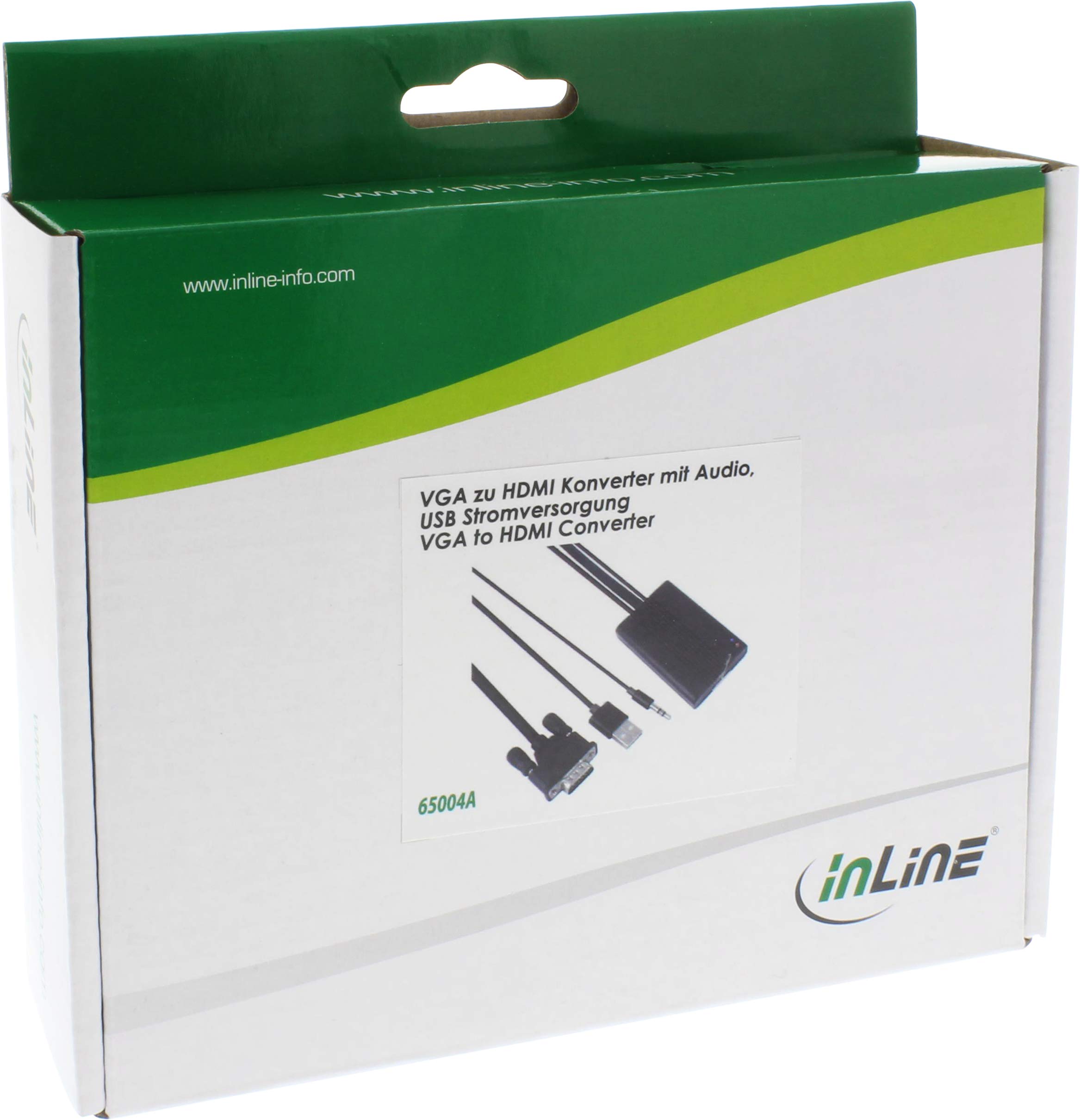 InLine 65004A konwerter VGA+Audio na HDMI, wejście VGA i jack audio stereo, wyjście HDMI, w zestawie zasilanie USB