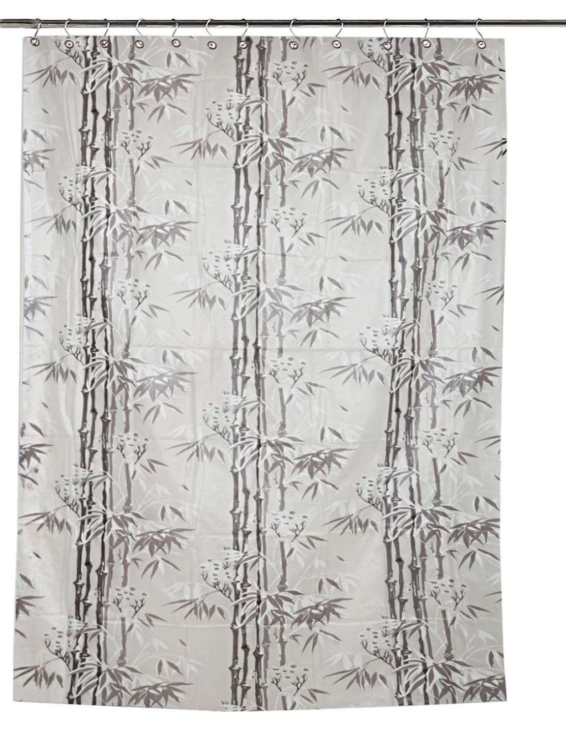 Kuber Industries Bamboo Shower Curtain - Waterproof & Grey -5