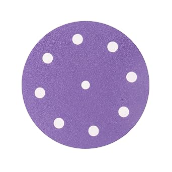 5 Inch 9 Hole Sanding Discs Purple Sanding Disc 60 Grit Ceramic Sanding Discs, Heavy-Duty Hook and Loop Film Discs Sandpaper for Random Orbital Sanders, 36 Pack