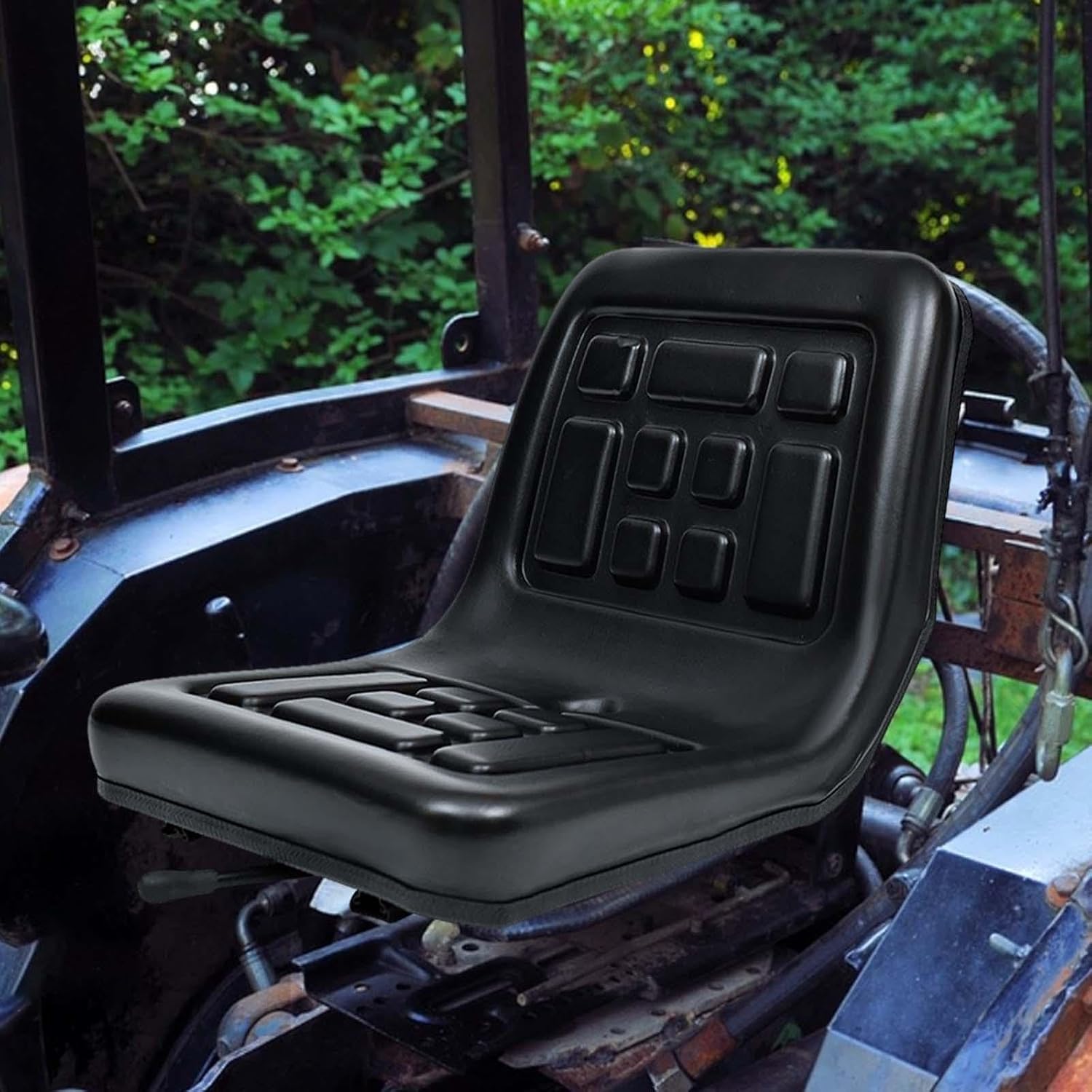 Tractor Seat Lawn Mower Seat Comfortable PU Leather with Back Rest Harvesters Seat Universal for Rice Transplanters Excavator, Slide Rail Model