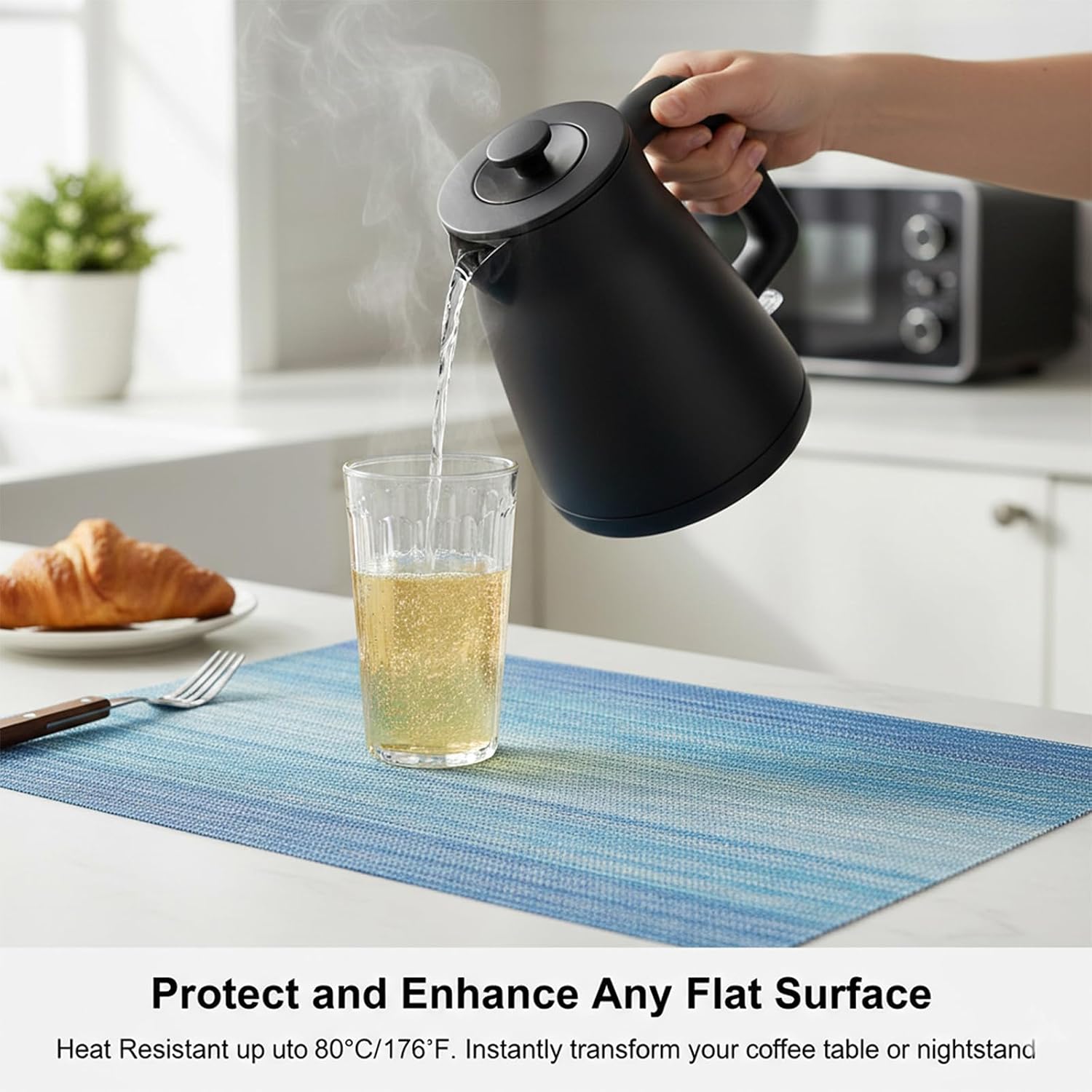 Blue Placemats Set of 4 Anti-Slip Waterproof Table Mat