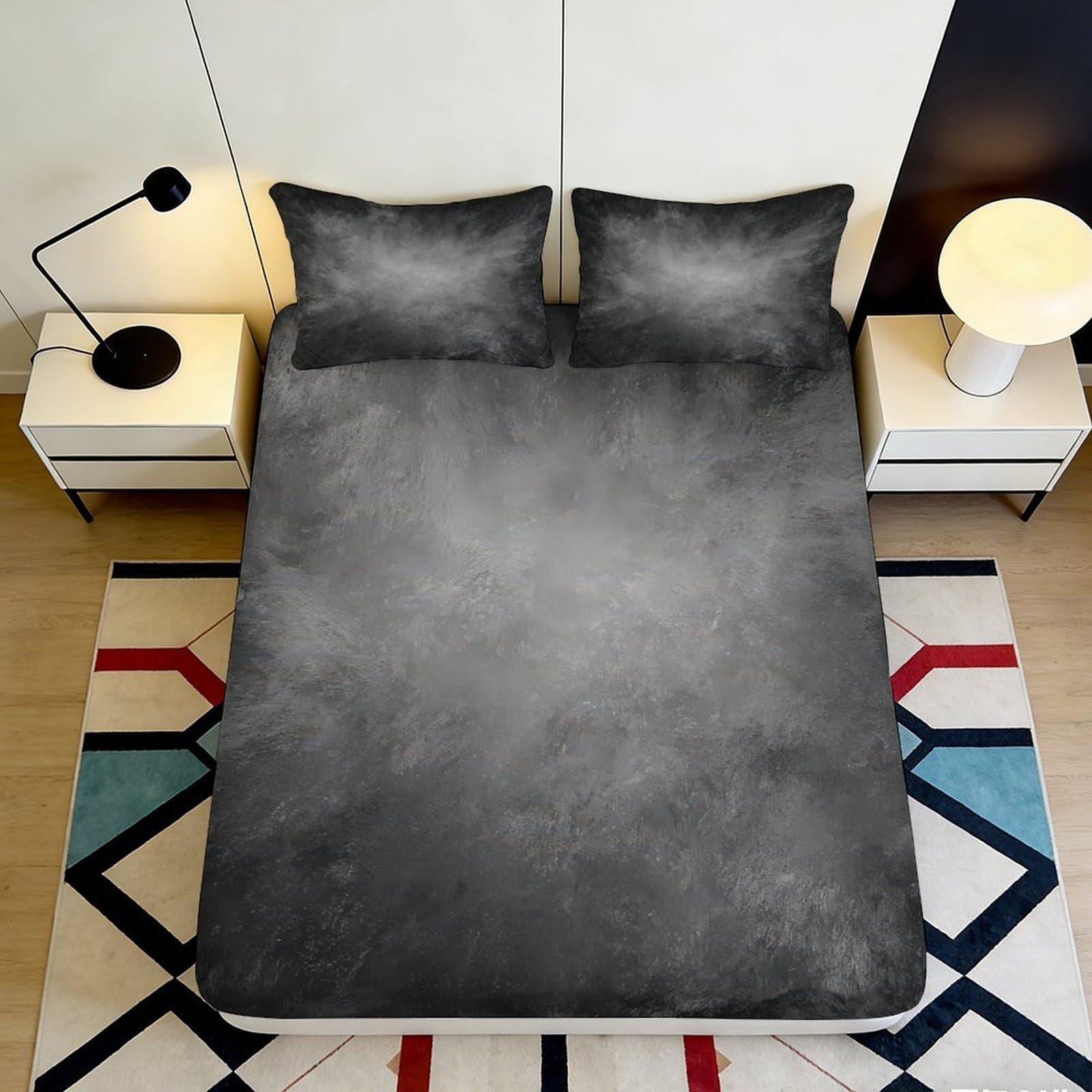 3D Printed Dark Marble Fitted Sheet Microfiber Breathable Smoke Texture Mattress Cover for Bedroom Dorm Decor 90x200x25cm