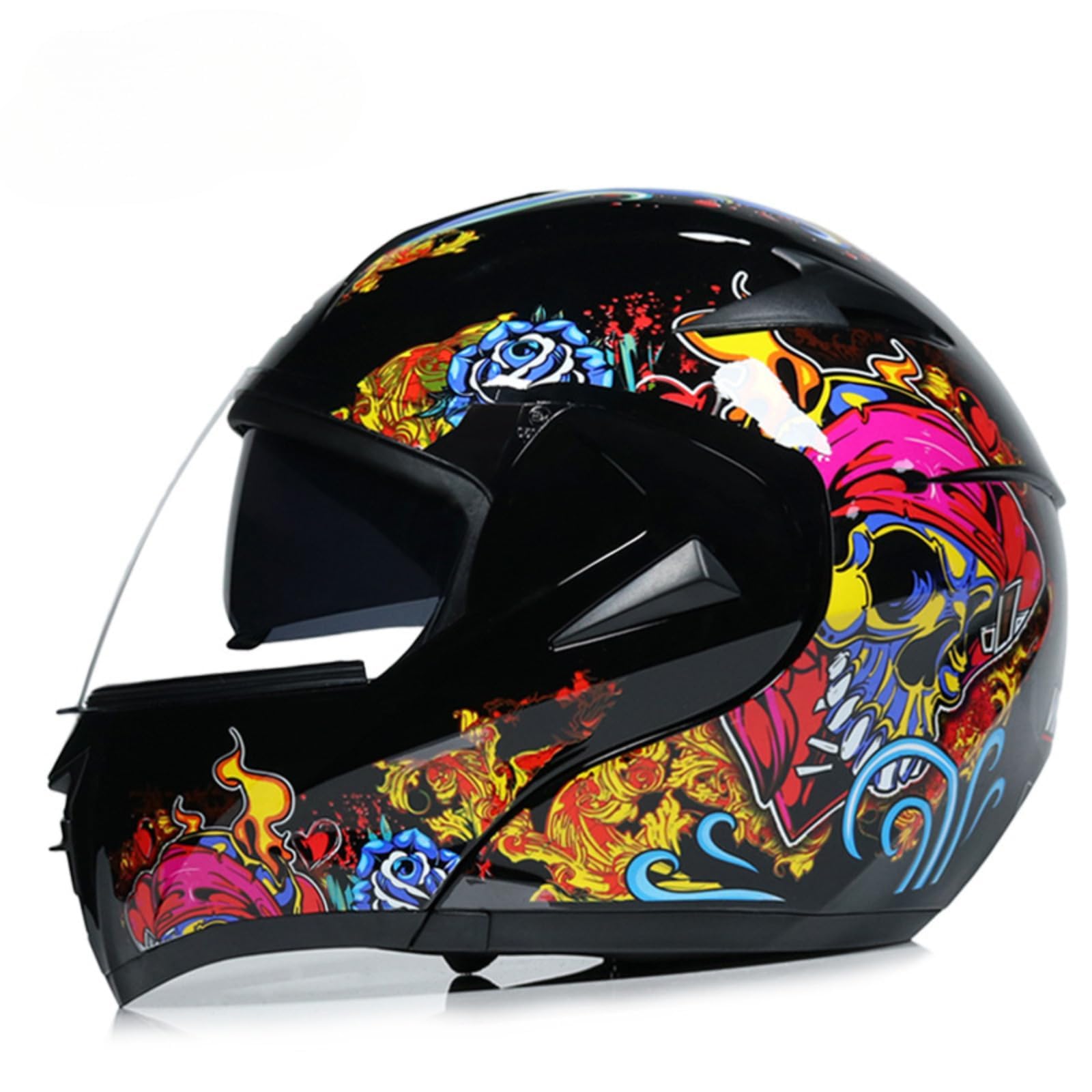 LWLSWB,DOT Approved Motorcycle Racing Street Bike Helmets, Men's and Women's Full Face Helmets, Full Face Motorcycle Helmets, Modular Motorcycle Helmets skeleton M
