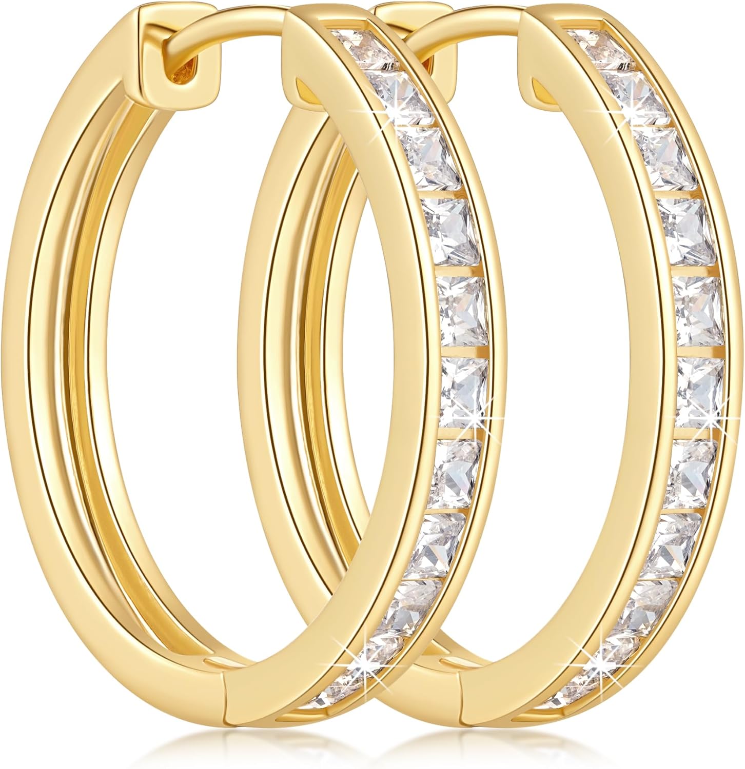 varger 14K Gold Earrings for Women Gold Hoop Earrings for Women Huggie Hoop Earring for Womens Hoops Timeless Style with Modern Art Cubic Zirconia Earring for Womens Hoops