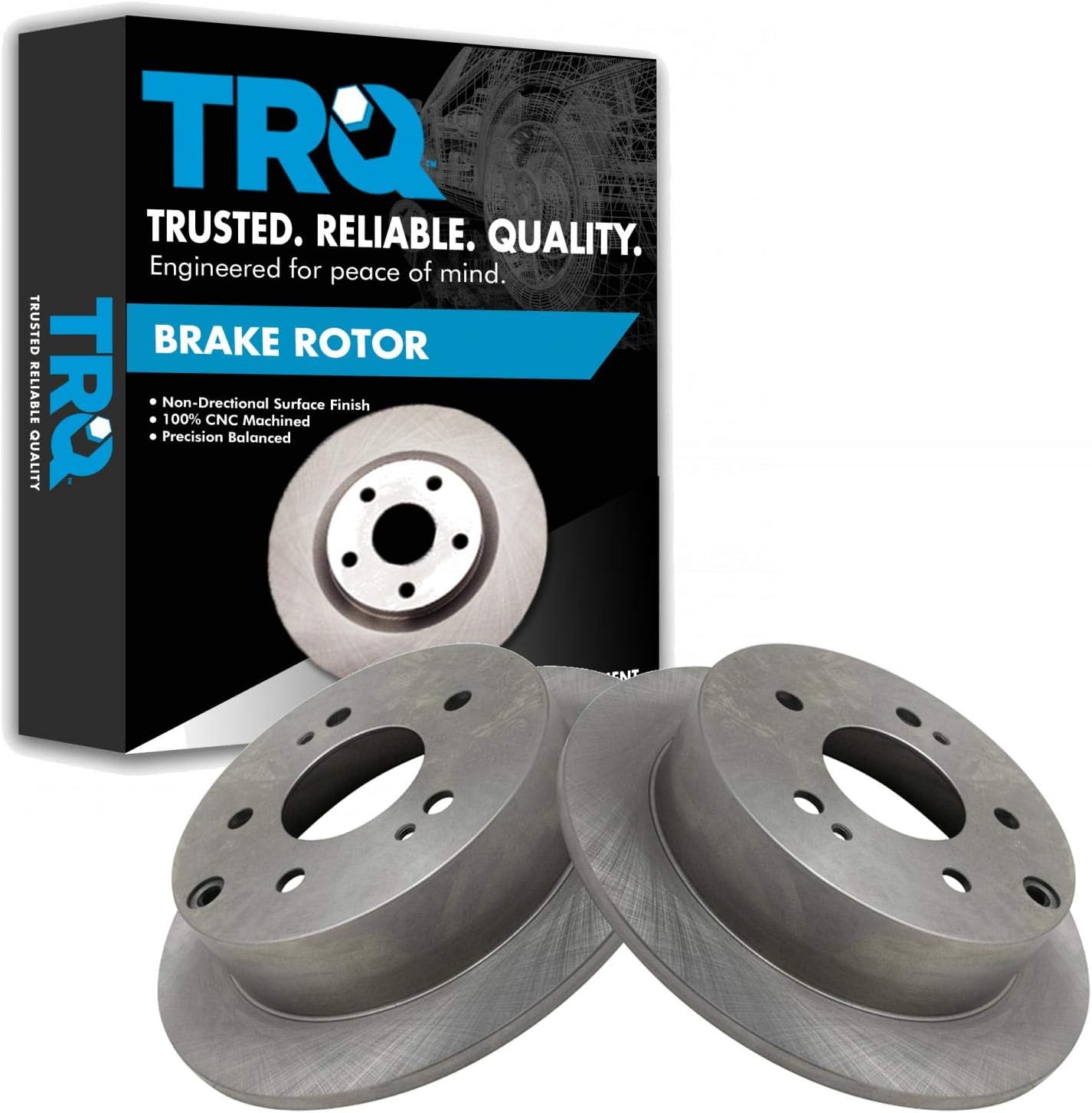 TRQ Rear Brake Rotors Set Solid Compatible with 2006-2012 Mitsubishi Eclipse 2004-2012 Galant