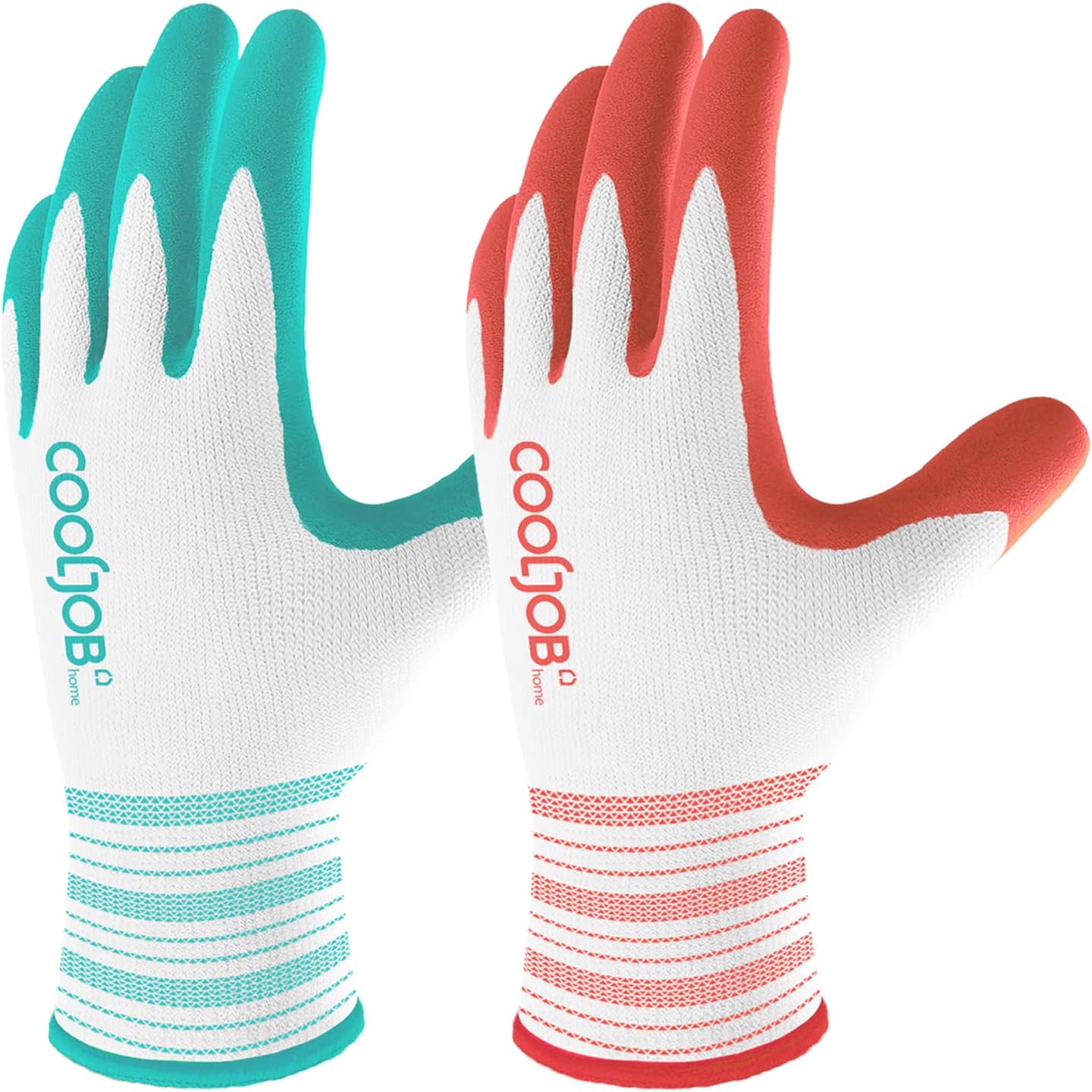 COOLJOB Gardening Gloves for Women, 2 Pairs Ladies Gardening Gloves, Comfortable Breathable Garden Gloves, Gardening Gift, Medium Size Fits Most, Red & Green, 2 Pairs Pack