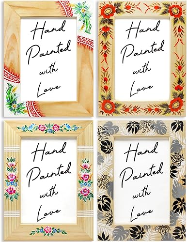 AEVVV Paquete de 4 marcos de fotos de madera natural para mesa o montaje en pared, marco de fotos de madera maciza de 4 x 6 pulgadas, marcos de