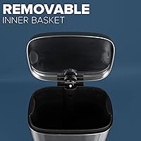 Vista 4 de Farberware Kitchen Step On - Cubo de basura de metal, 30 litros (7.9 galones), tapa de cierre suave, resistente a huellas dactilares y manchas, cubo