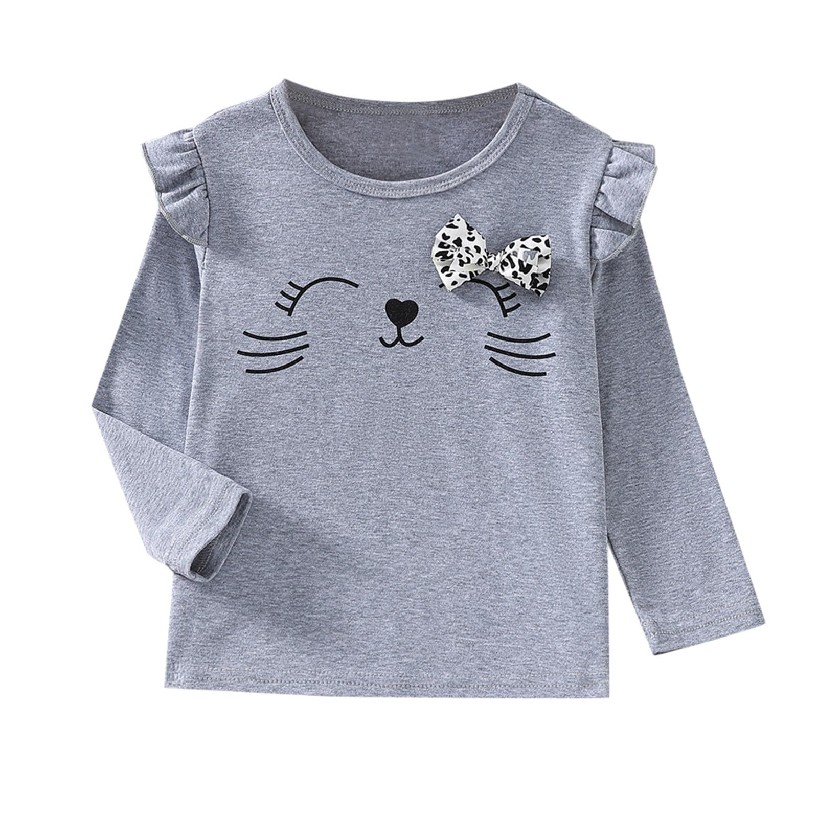 Langarm Shirt 140 Rundhalsausschnitt für Kleinkinder, Bequeme, langärmlige T-Shirt-Bluse mit Basic-Print für Mädchen Pailletten Shirts Mädchen