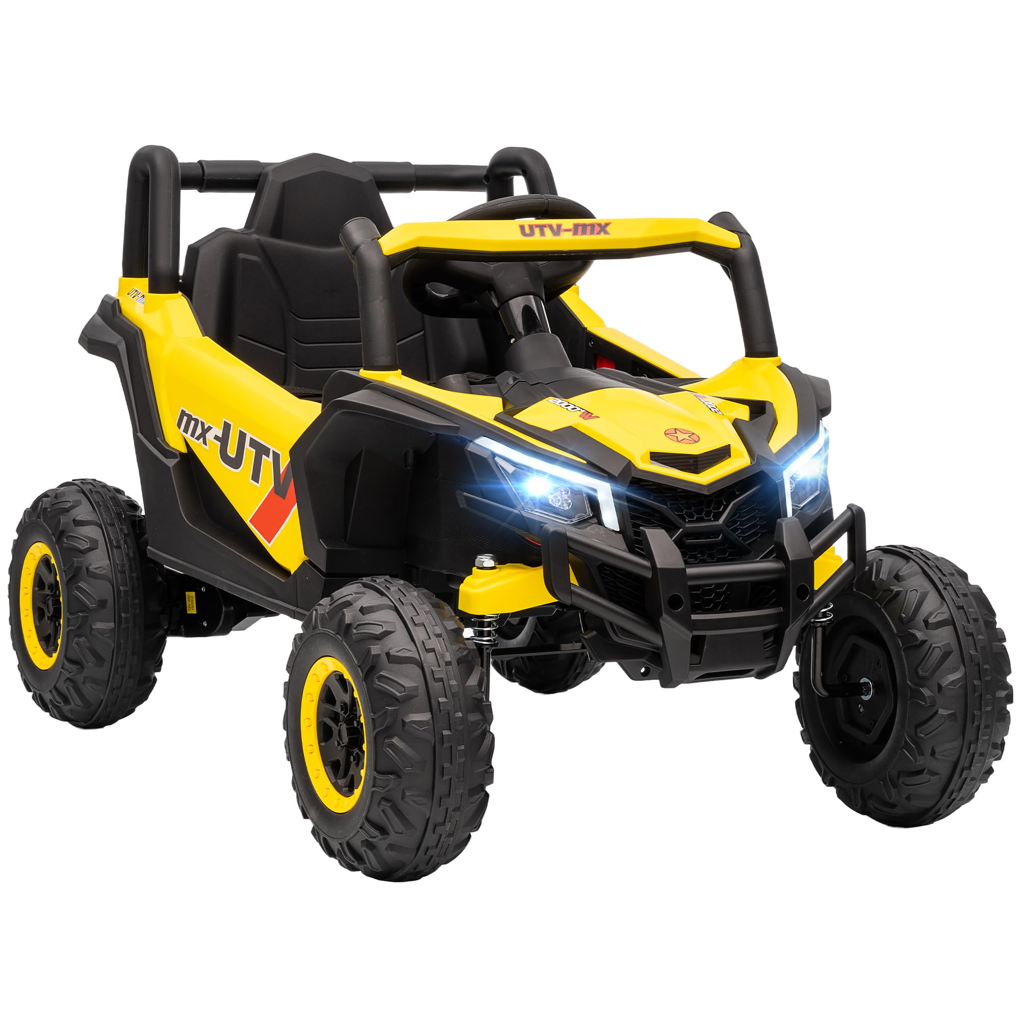 AIYAPLAY Auto elettrica per bambini UTV 12 V, buggy elettrico per bambini con telecomando 2,4G, avviamento lento, sistema di sospensione, luci, musica, porta USB, per ragazzi e ragazze 3-5 anni