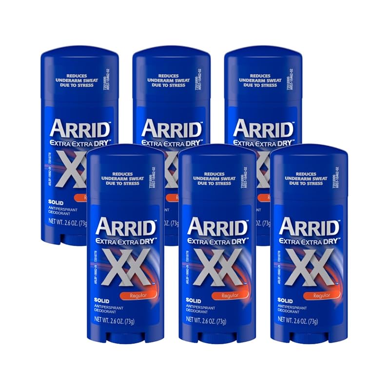 Desodorante antitranspirante sólido Arrid XX Extra Extra Dry, fragrância Regular, 2,6 oz, Pacote com 6